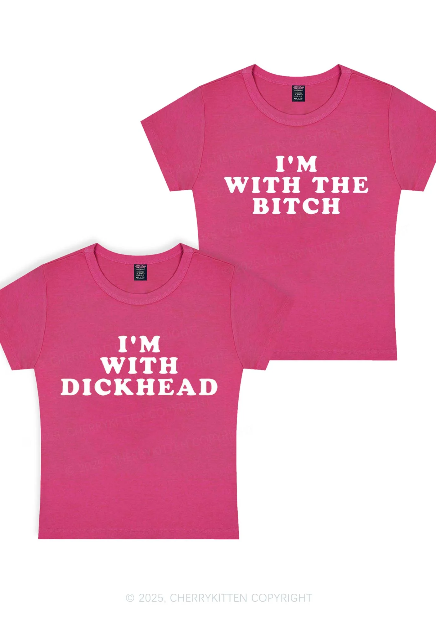 Bxxch Dxxkhead Y2K Valentine's Day Baby Tee Cherrykitten - Image 5