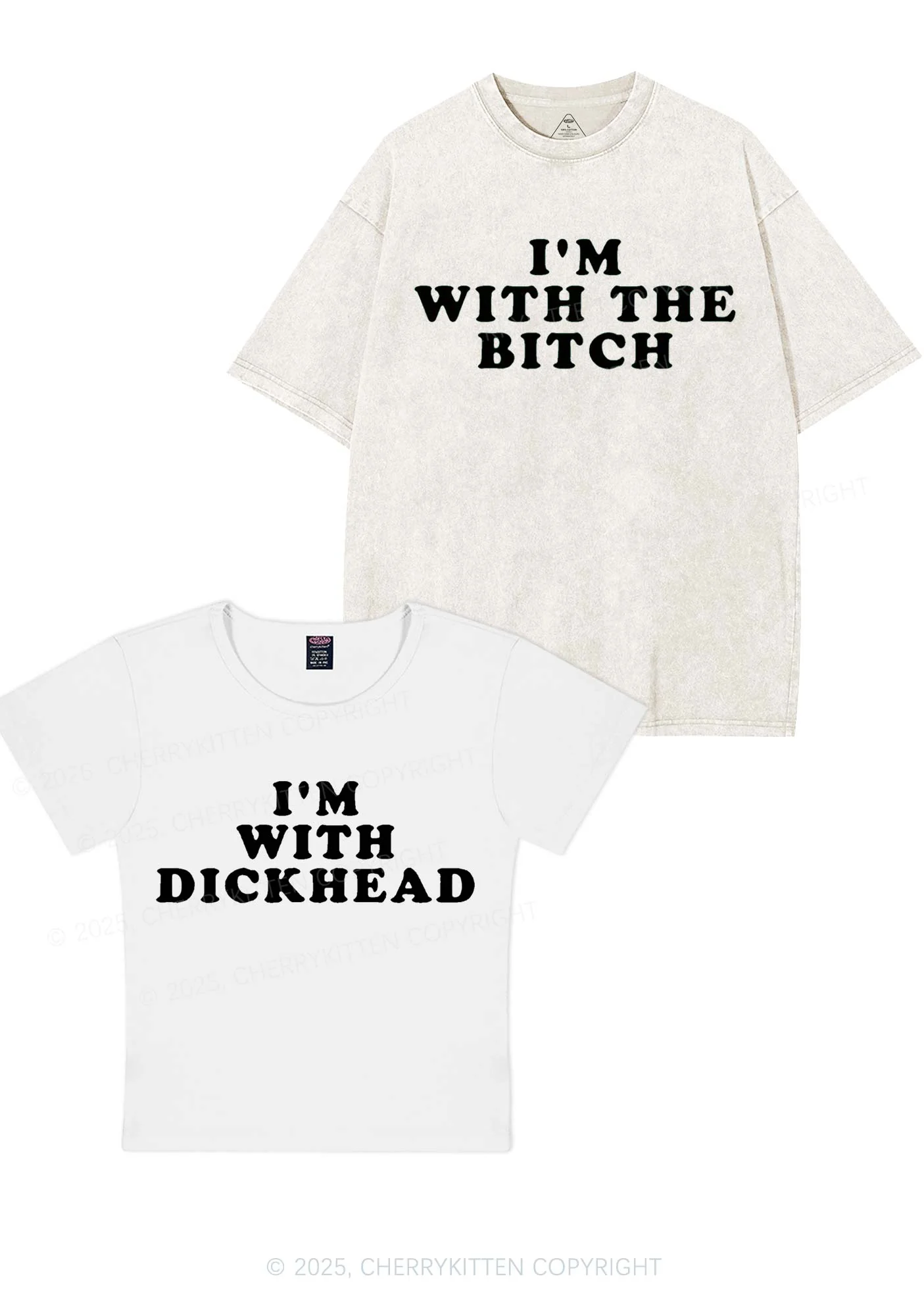 Bxxch Dxxkhead Y2K Valentine's Day Couple Shirt Cherrykitten - Image 11