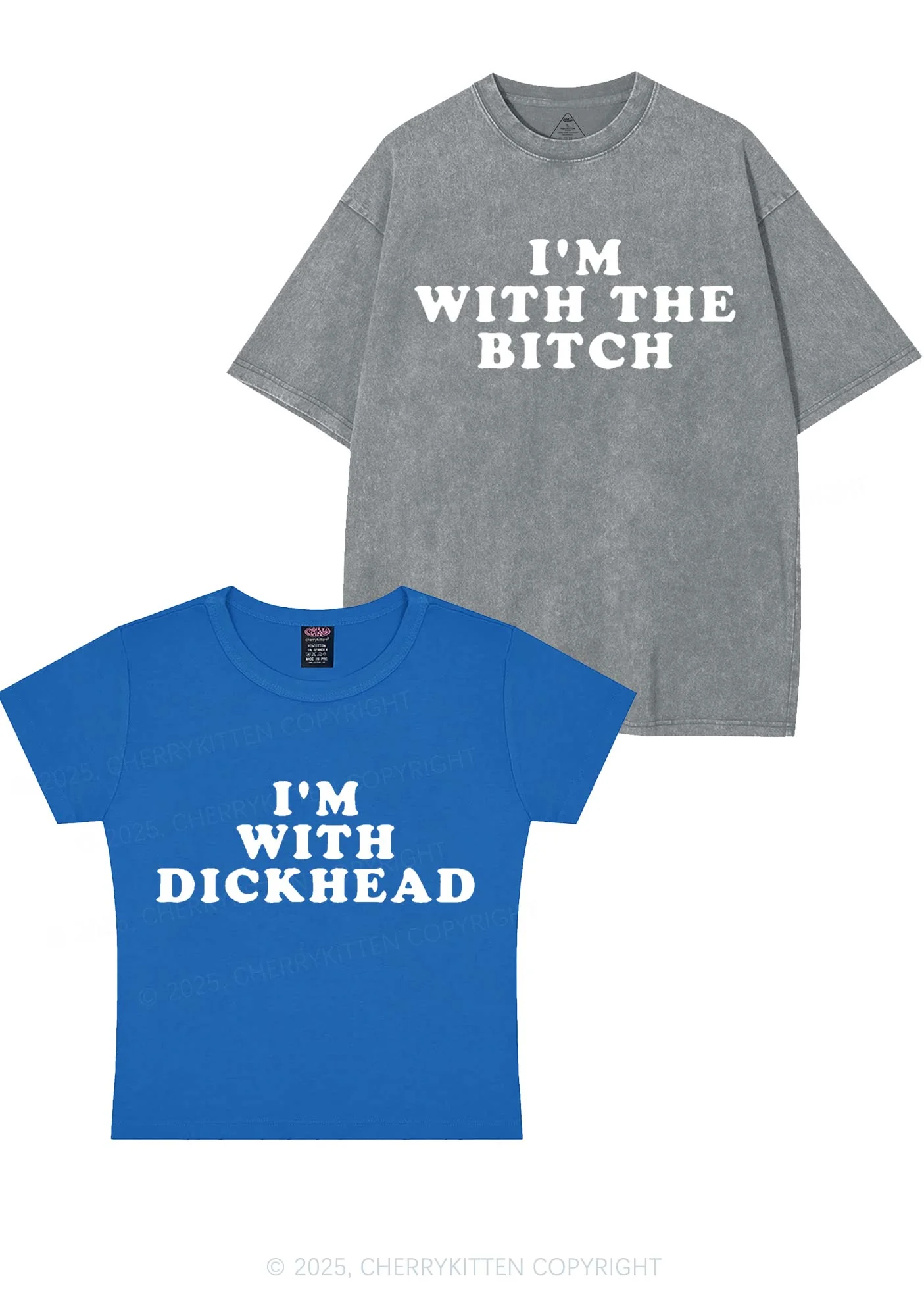 Bxxch Dxxkhead Y2K Valentine's Day Couple Shirt Cherrykitten - Image 7
