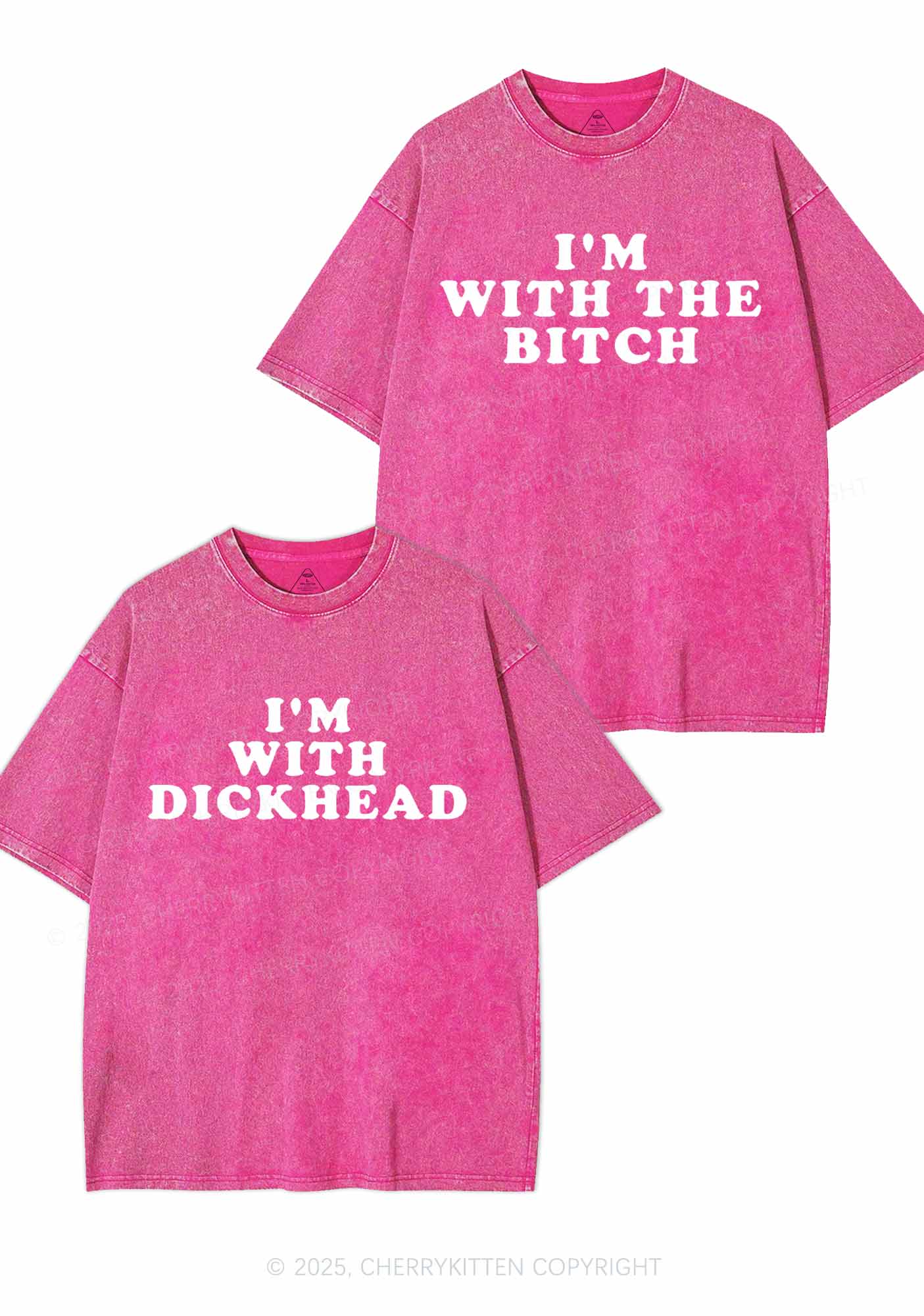 Bxxch Dxxkhead Y2K Valentine's Day Washed Tee Cherrykitten - Image 3