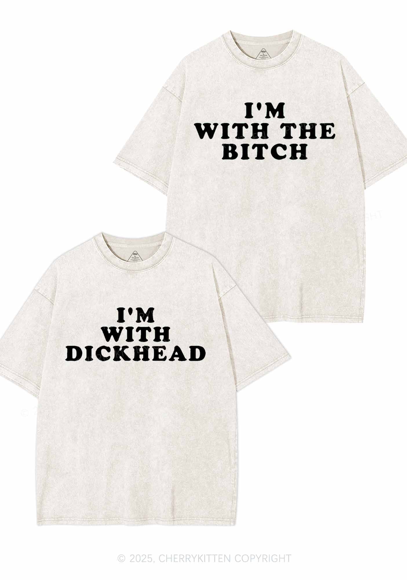 Bxxch Dxxkhead Y2K Valentine's Day Washed Tee Cherrykitten - Image 4