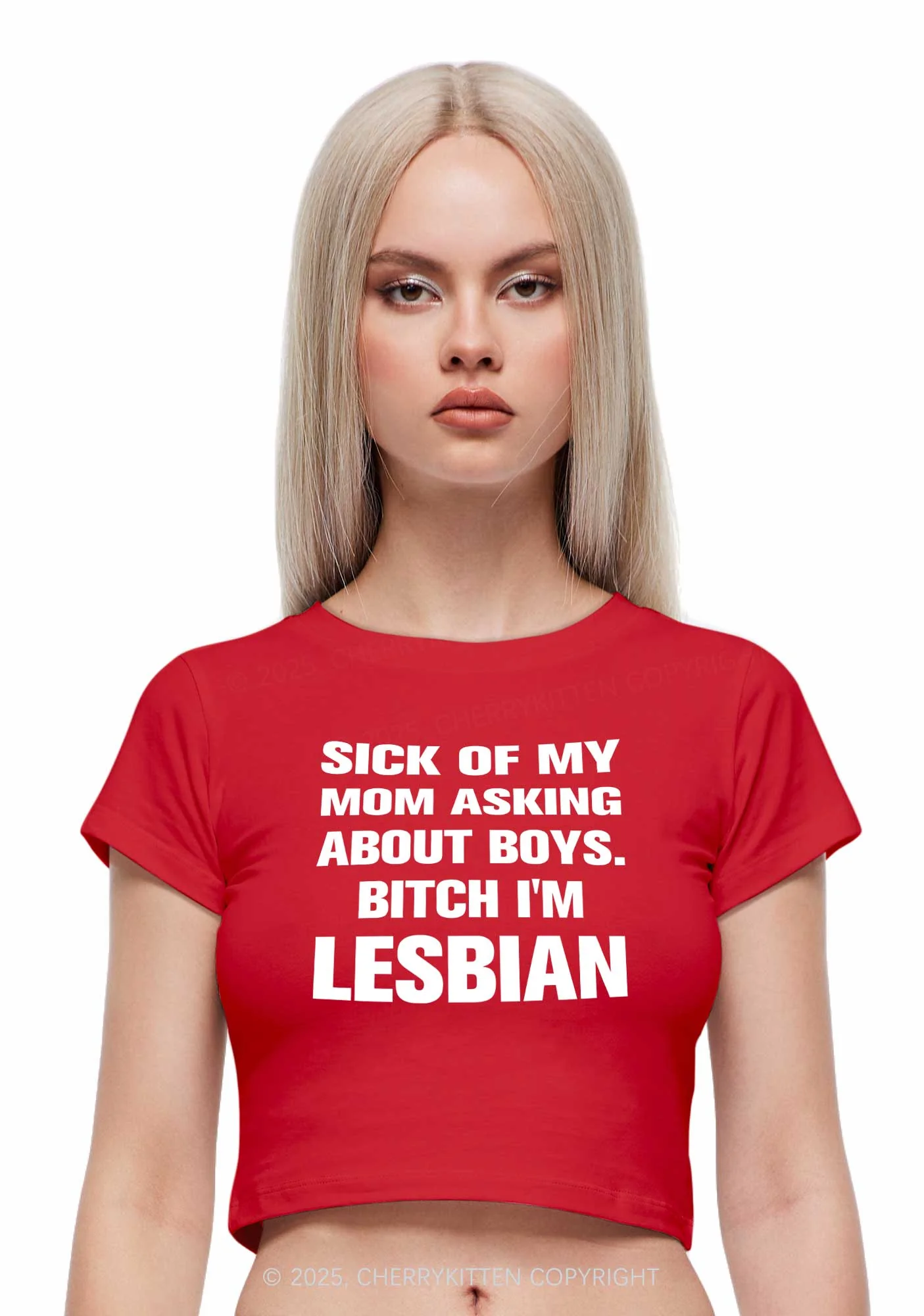 Bxxch Im Lesbian Pride Y2K Baby Tee Cherrykitten - Image 2