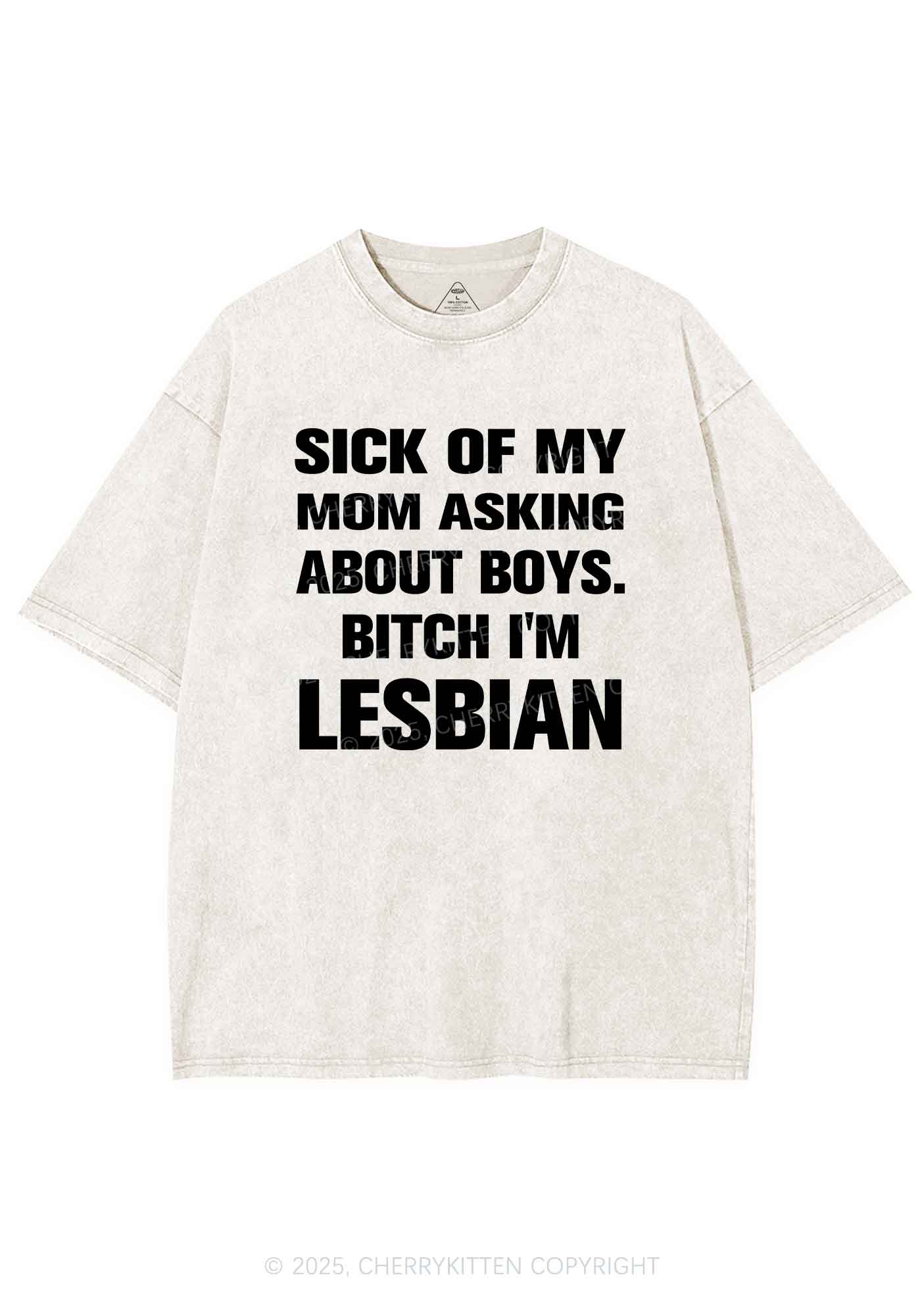 Bxxch Im Lesbian Pride Y2K Shirts Washed Tee Cherrykitten - Image 5