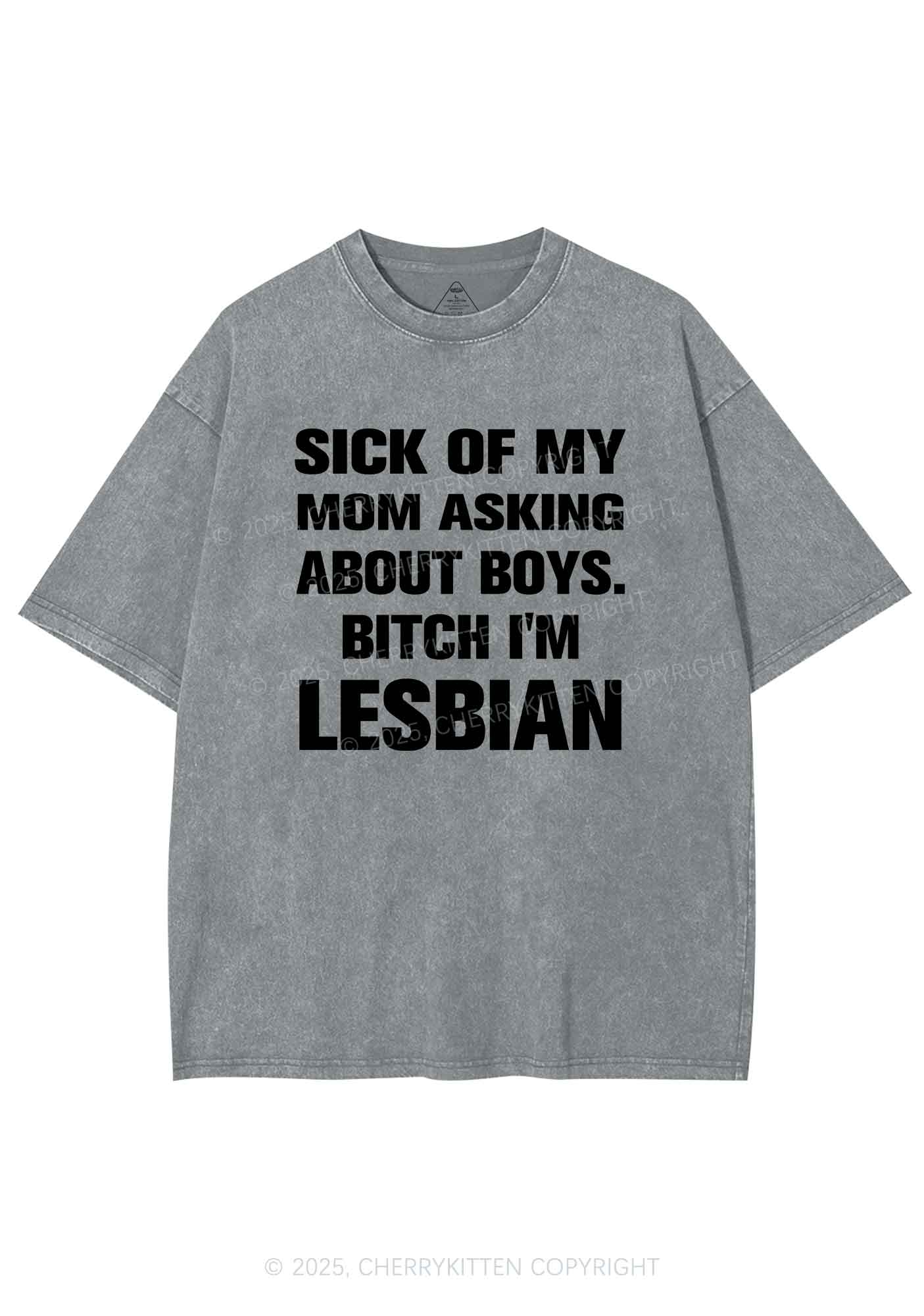 Bxxch Im Lesbian Pride Y2K Shirts Washed Tee Cherrykitten - Image 6
