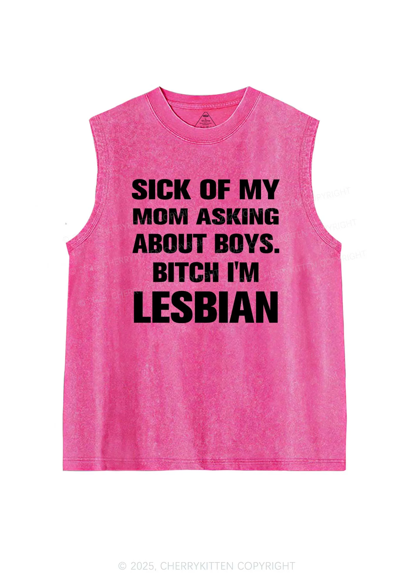 Bxxch Im Lesbian Pride Y2K Washed Muscle Tank Cherrykitten - Image 3