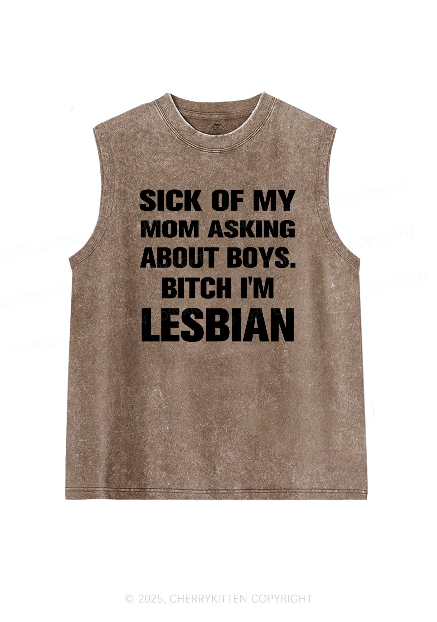 Bxxch Im Lesbian Pride Y2K Washed Muscle Tank Cherrykitten - Image 5