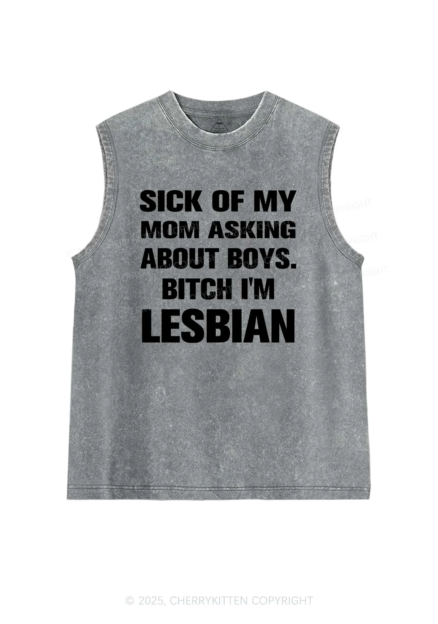Bxxch Im Lesbian Pride Y2K Washed Muscle Tank Cherrykitten - Image 6