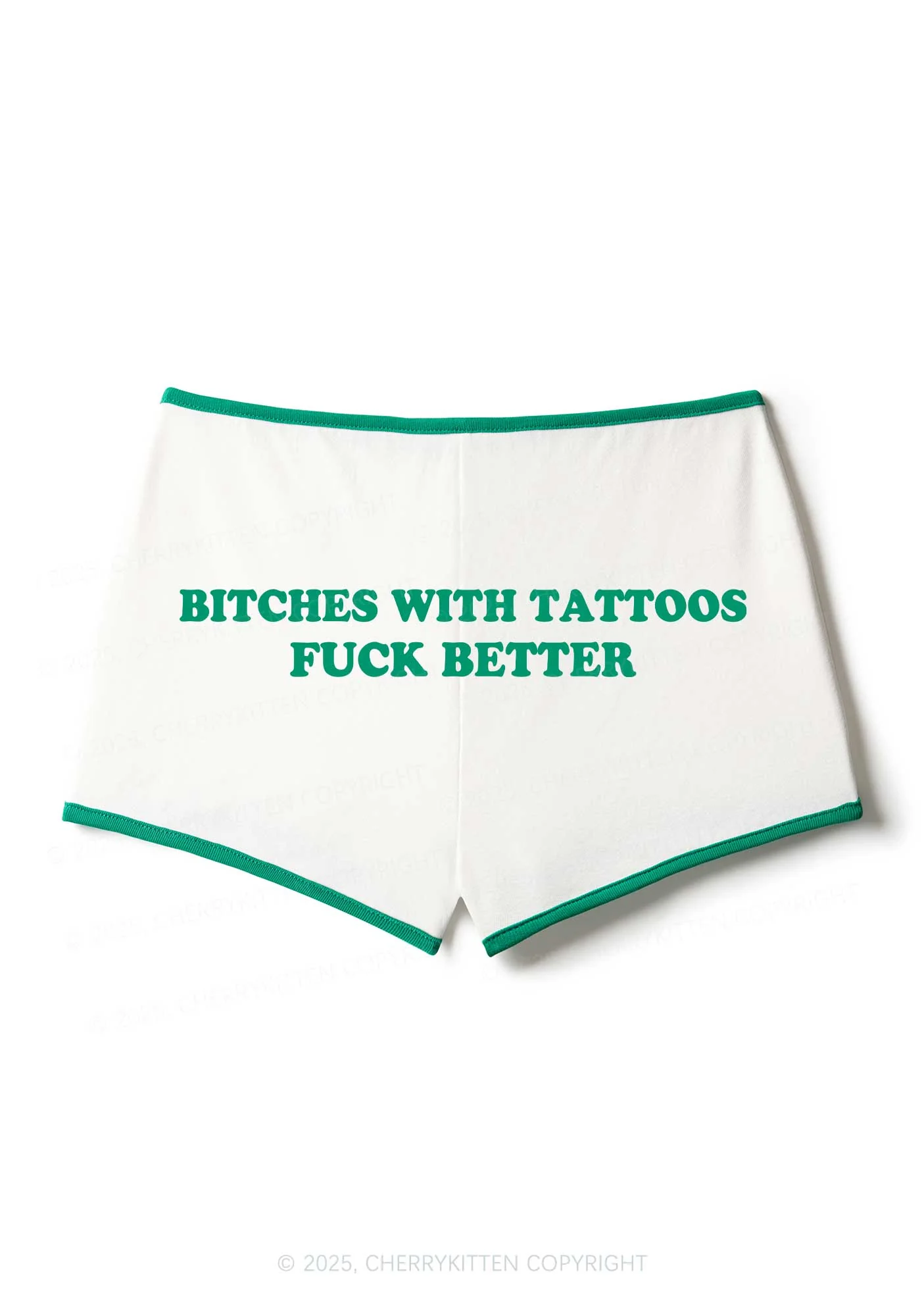 Bxxches With Tattoos Fxxk Better Y2K Booty Shorts Cherrykitten - Image 3