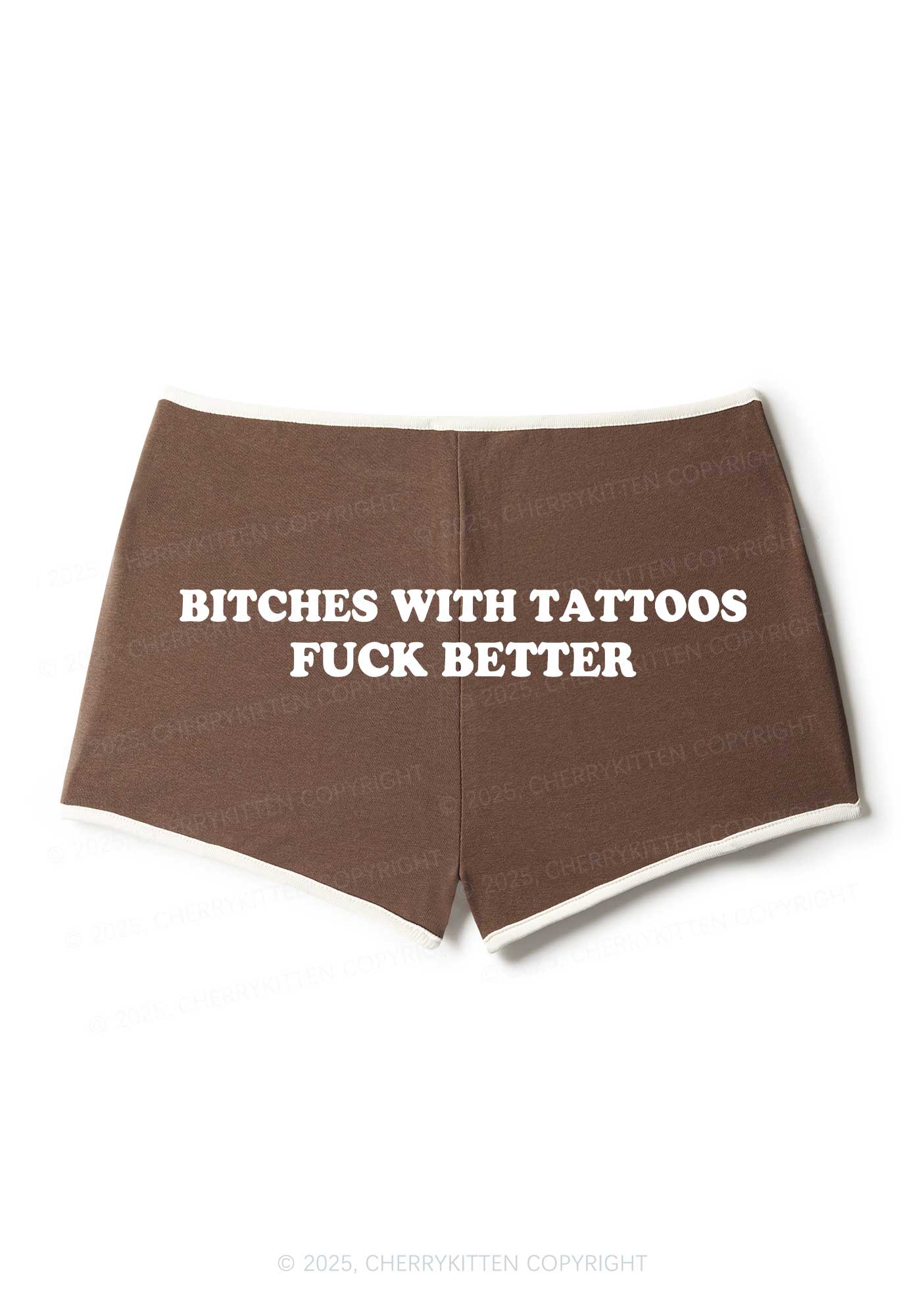Bxxches With Tattoos Fxxk Better Y2K Booty Shorts Cherrykitten - Image 5