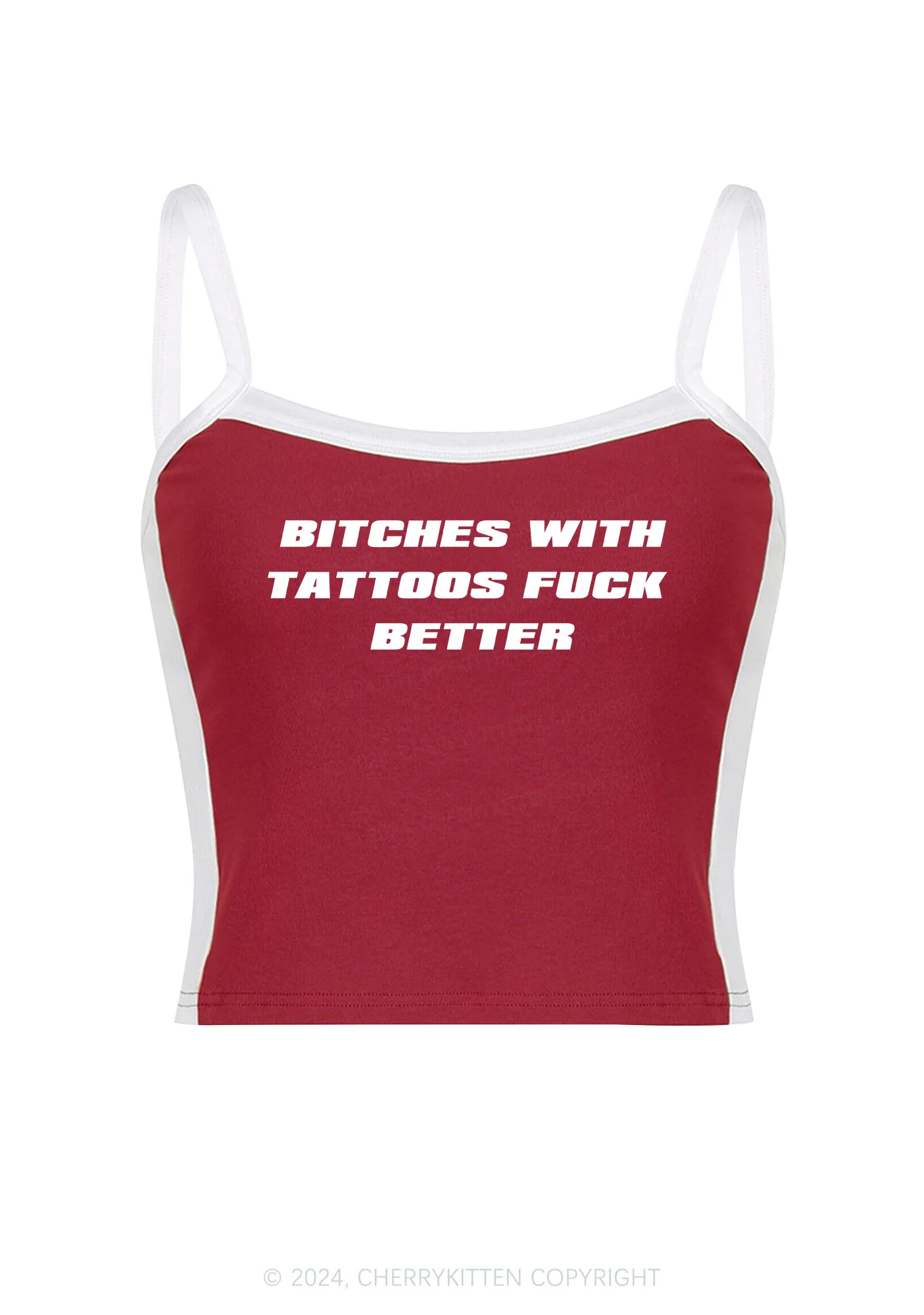 Bxxches With Tattoos Fxxk Better Y2K Color Block Crop Cami Top Cherrykitten - Image 3