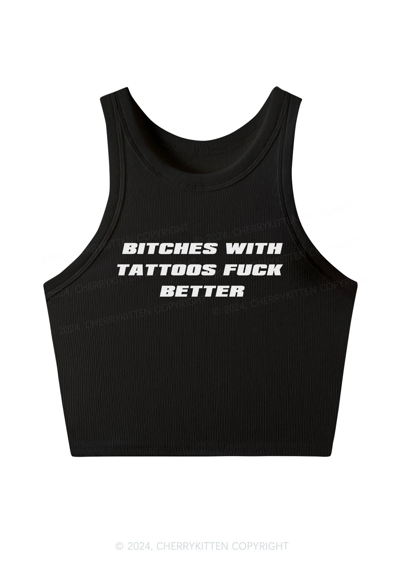 Bxxches With Tattoos Fxxk Better Y2K Crop Tank Top Cherrykitten - Image 2