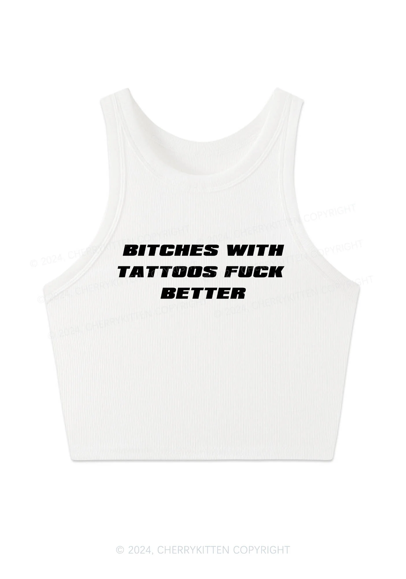 Bxxches With Tattoos Fxxk Better Y2K Crop Tank Top Cherrykitten - Image 3