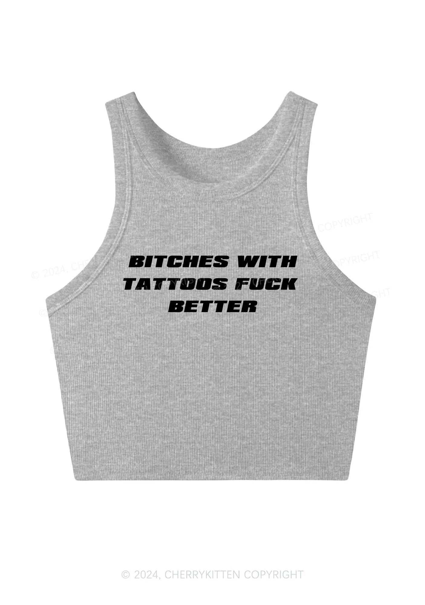Bxxches With Tattoos Fxxk Better Y2K Crop Tank Top Cherrykitten - Image 6