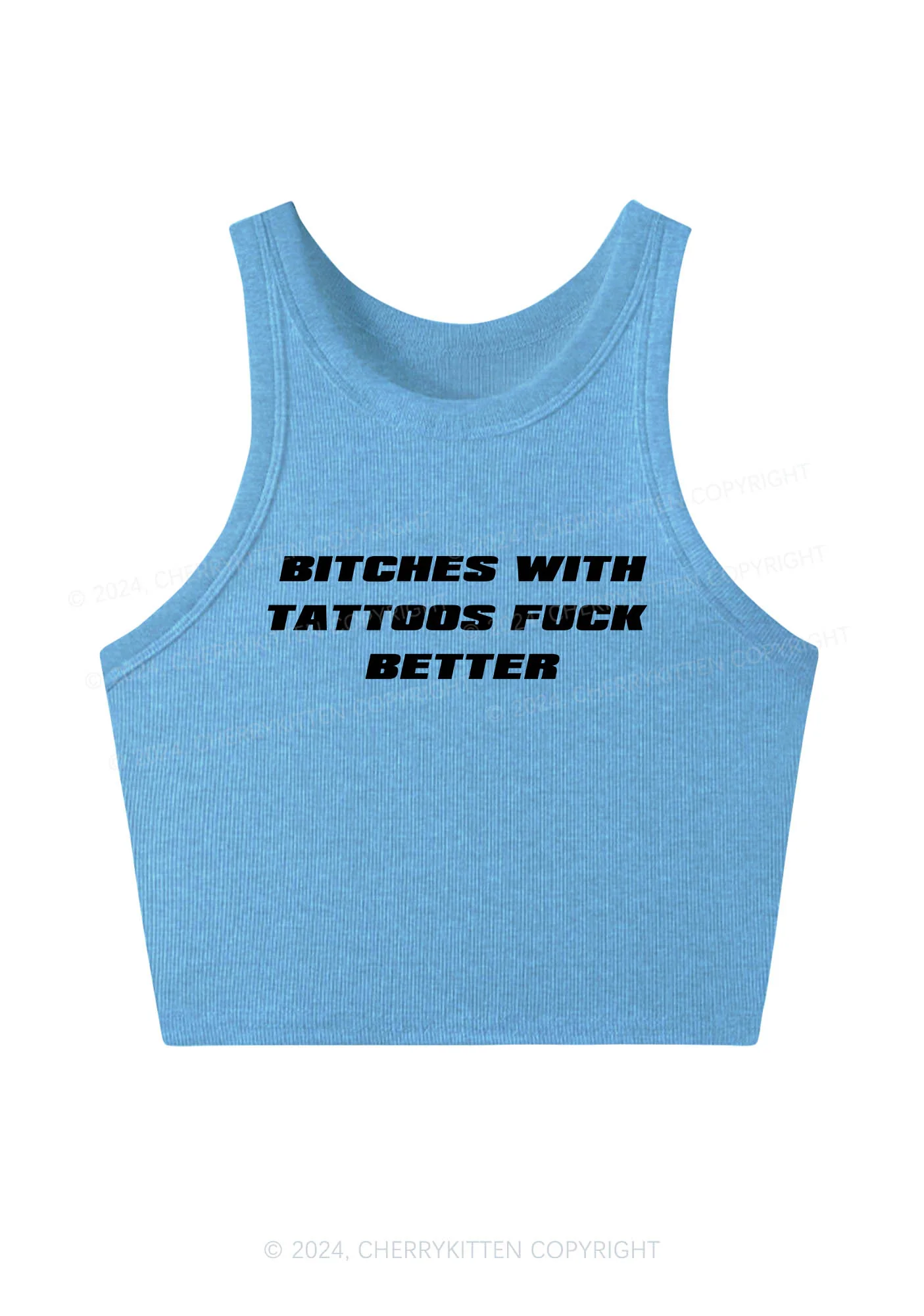 Bxxches With Tattoos Fxxk Better Y2K Crop Tank Top Cherrykitten - Image 7