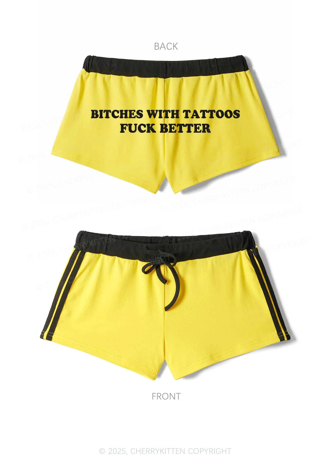 Bxxches With Tattoos Fxxk Better Y2K Drawstring Mini Shorts Cherrykitten - Image 4