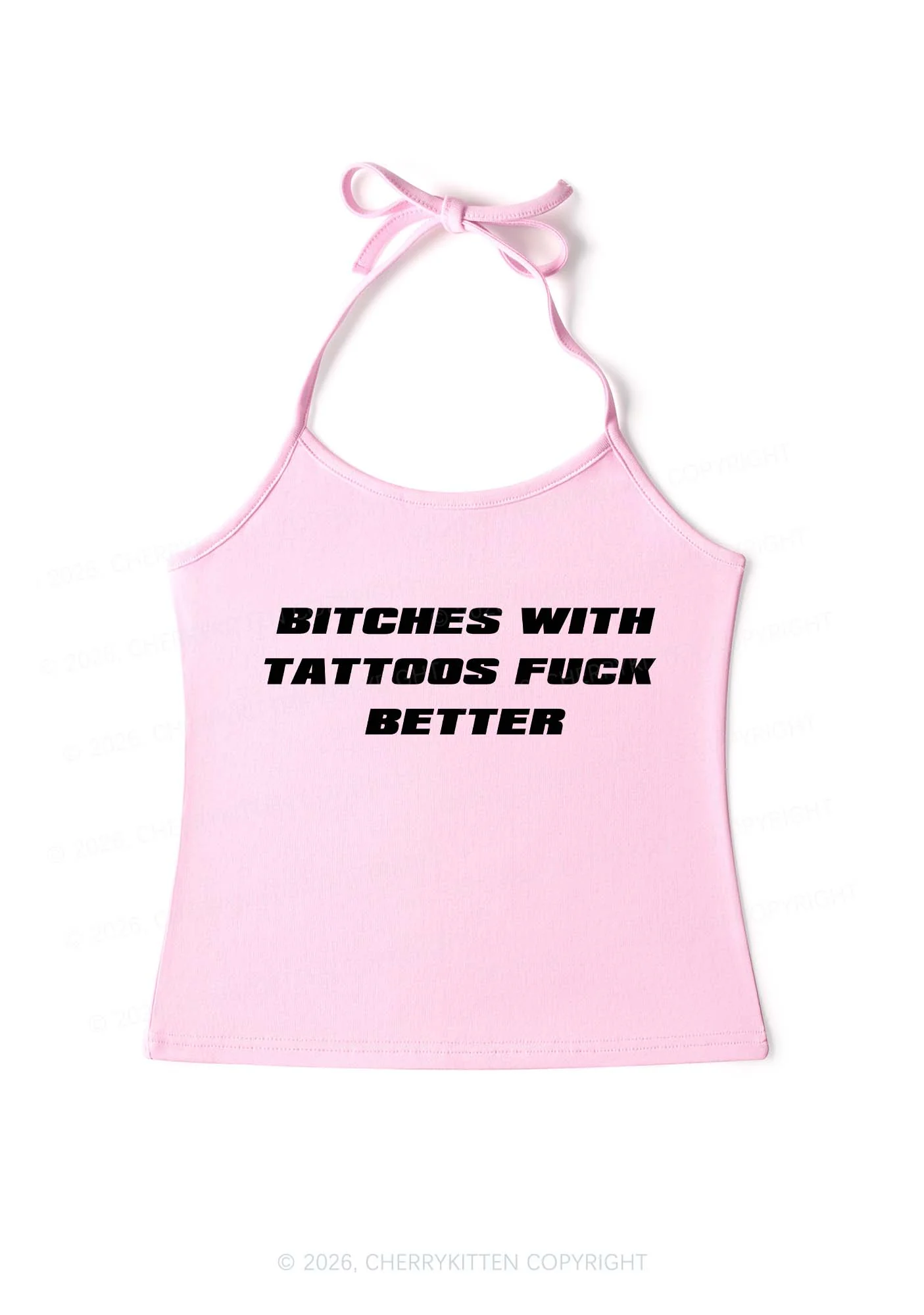 Bxxches With Tattoos Fxxk Better Y2K Halter Neck Cami Cherrykitten - Image 5