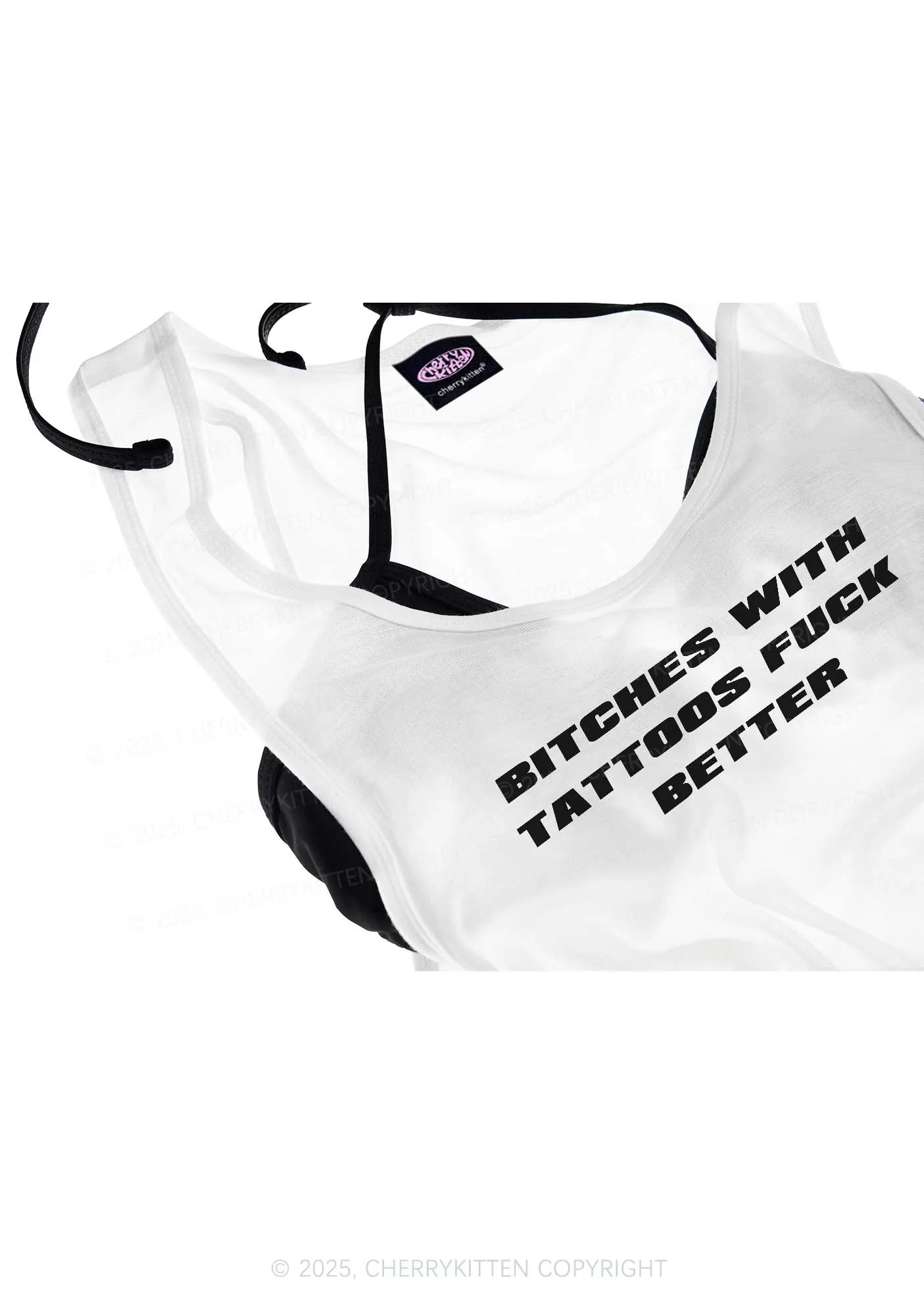 Bxxches With Tattoos Fxxk Better Y2K Sheer Boyfriend Tank Cherrykitten - Image 4