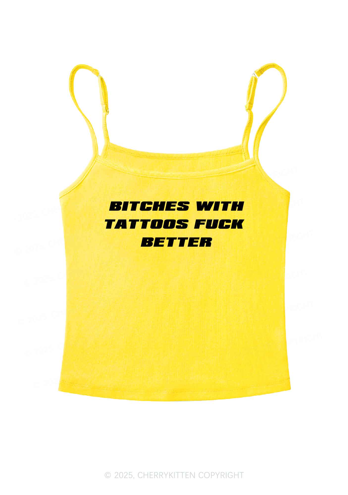 Bxxches With Tattoos Fxxk Better Y2K Spaghetti Strap Cami Cherrykitten - Image 5