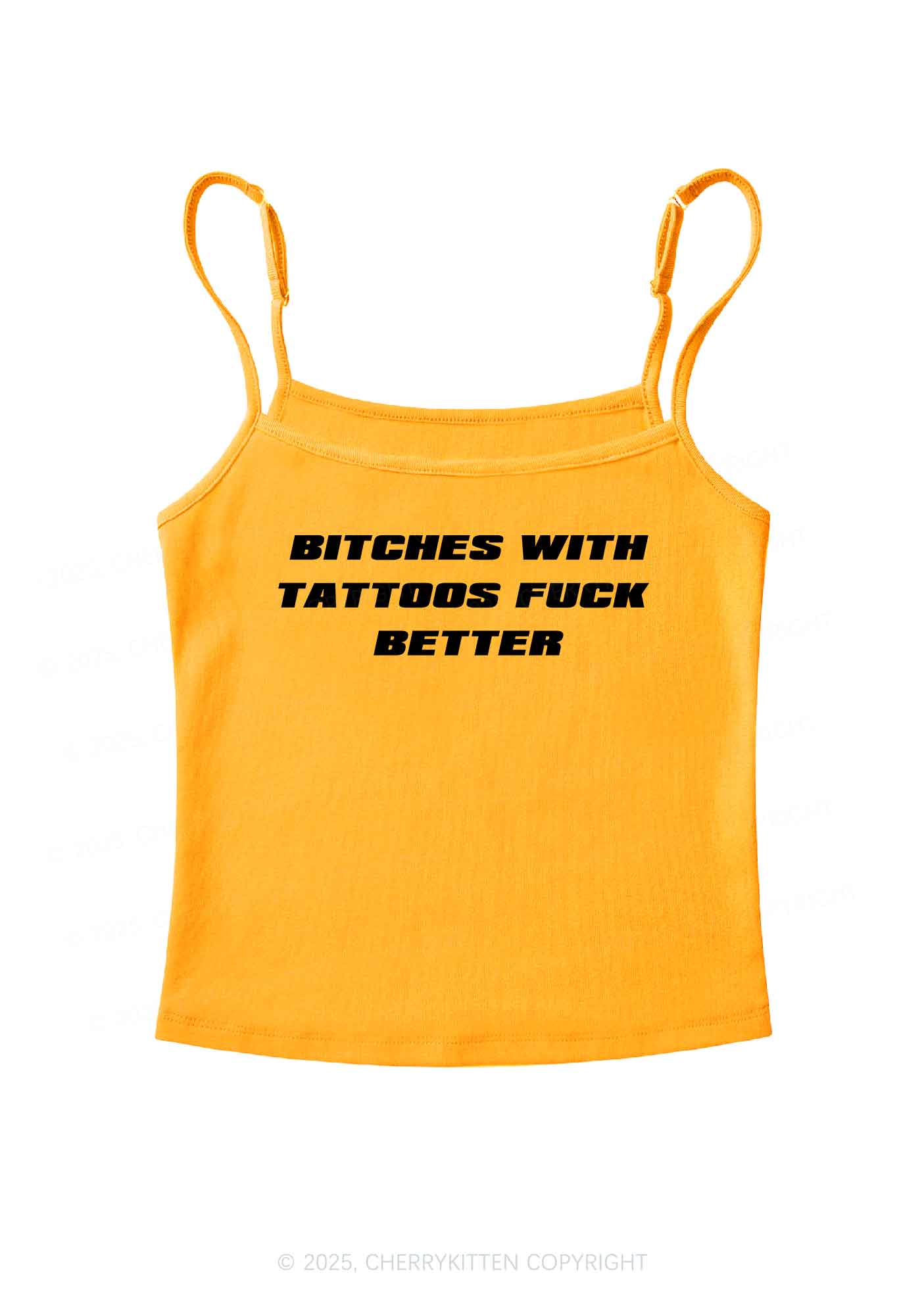 Bxxches With Tattoos Fxxk Better Y2K Spaghetti Strap Cami Cherrykitten - Image 7