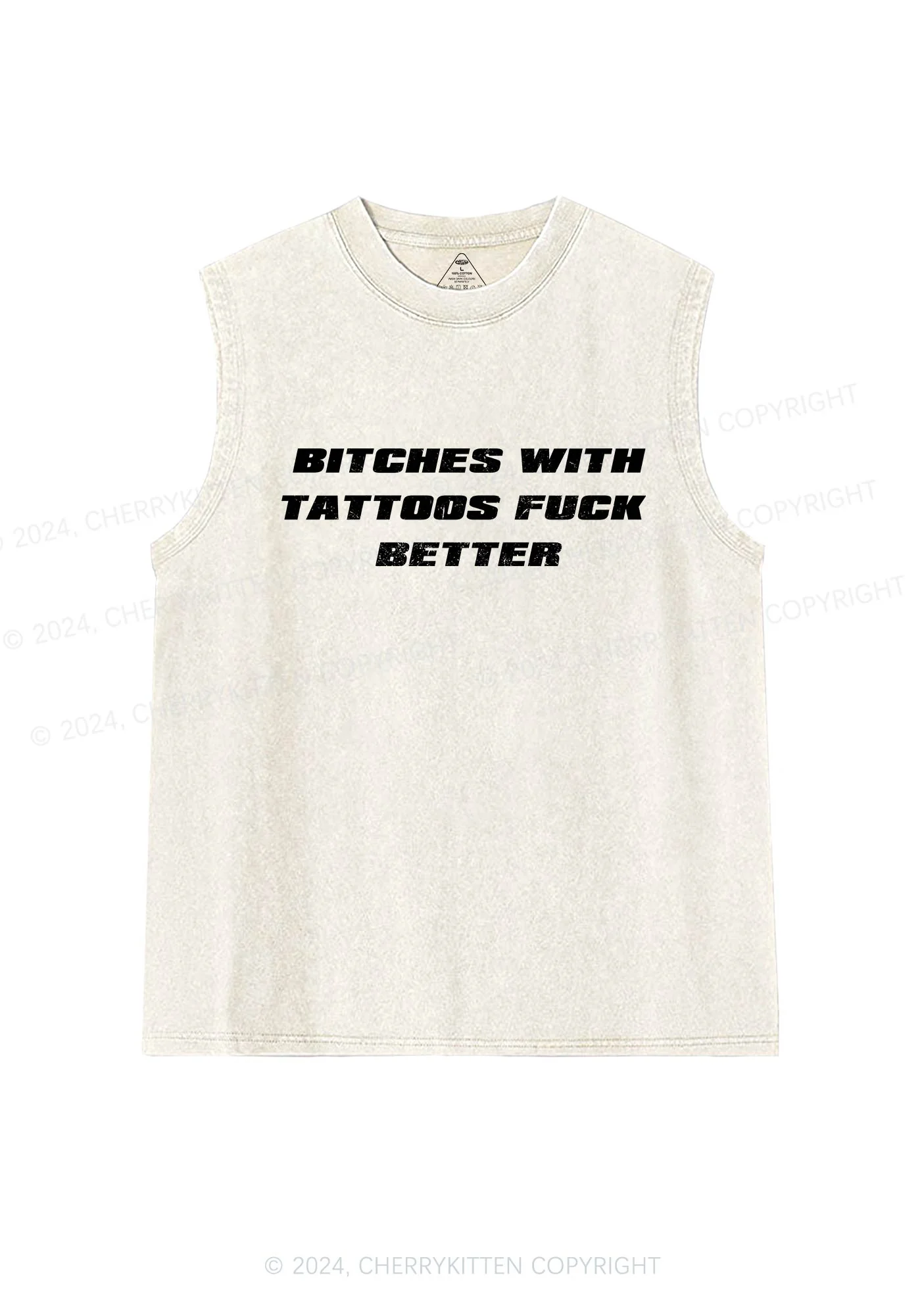 Bxxches With Tattoos Fxxk Better Y2K Washed Tank Cherrykitten - Image 3