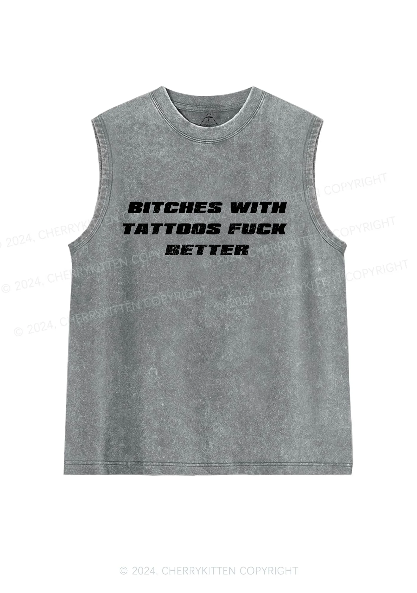 Bxxches With Tattoos Fxxk Better Y2K Washed Tank Cherrykitten - Image 5