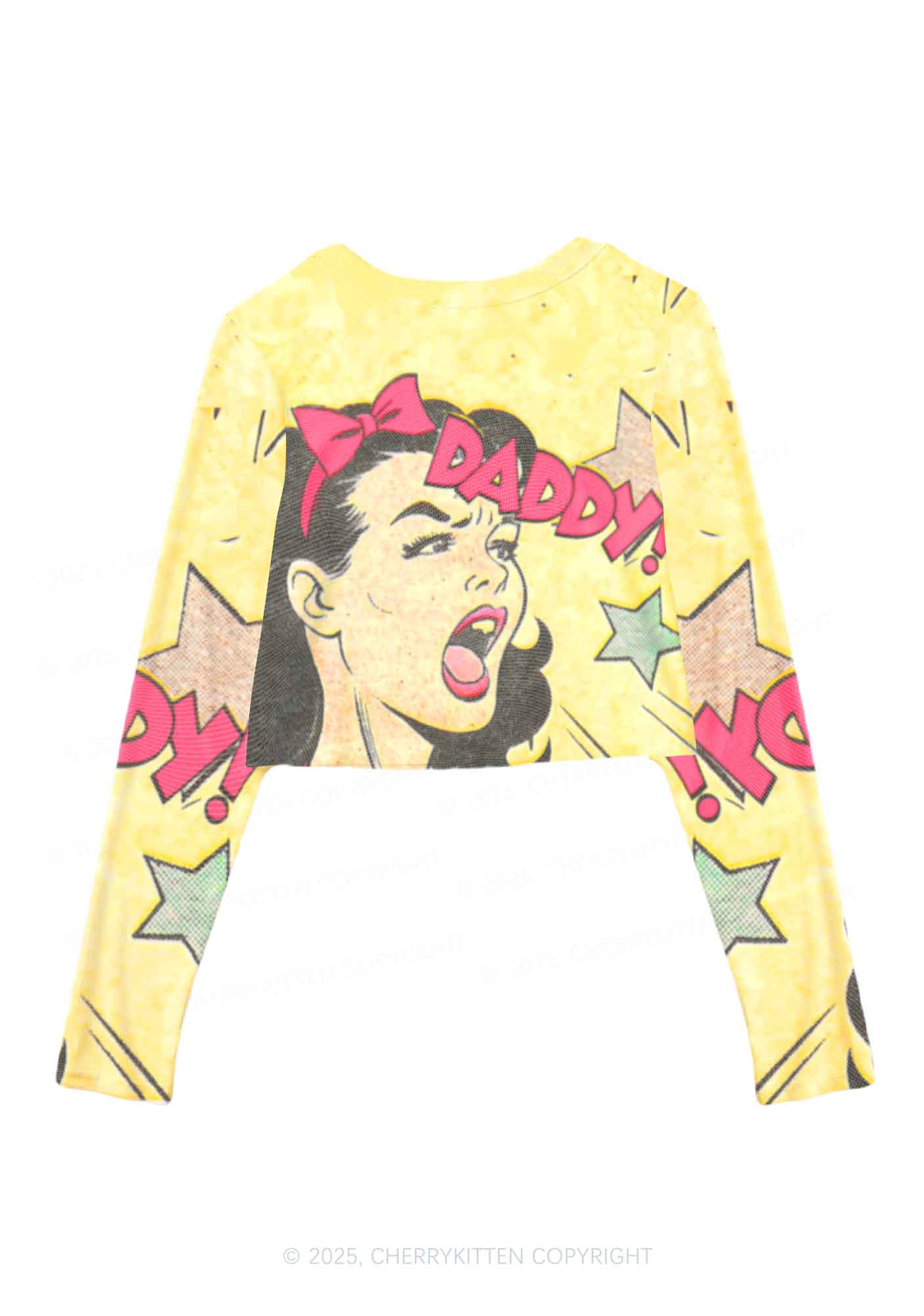 Call Daddy Y2K Mesh Long Sleeve Crop Top Cherrykitten - Image 2
