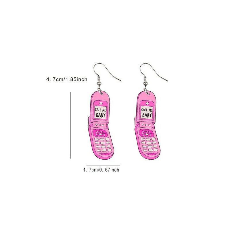 Call Me Baby Y2K Pink Cell Phone Earrings Cherrykitten - Image 2