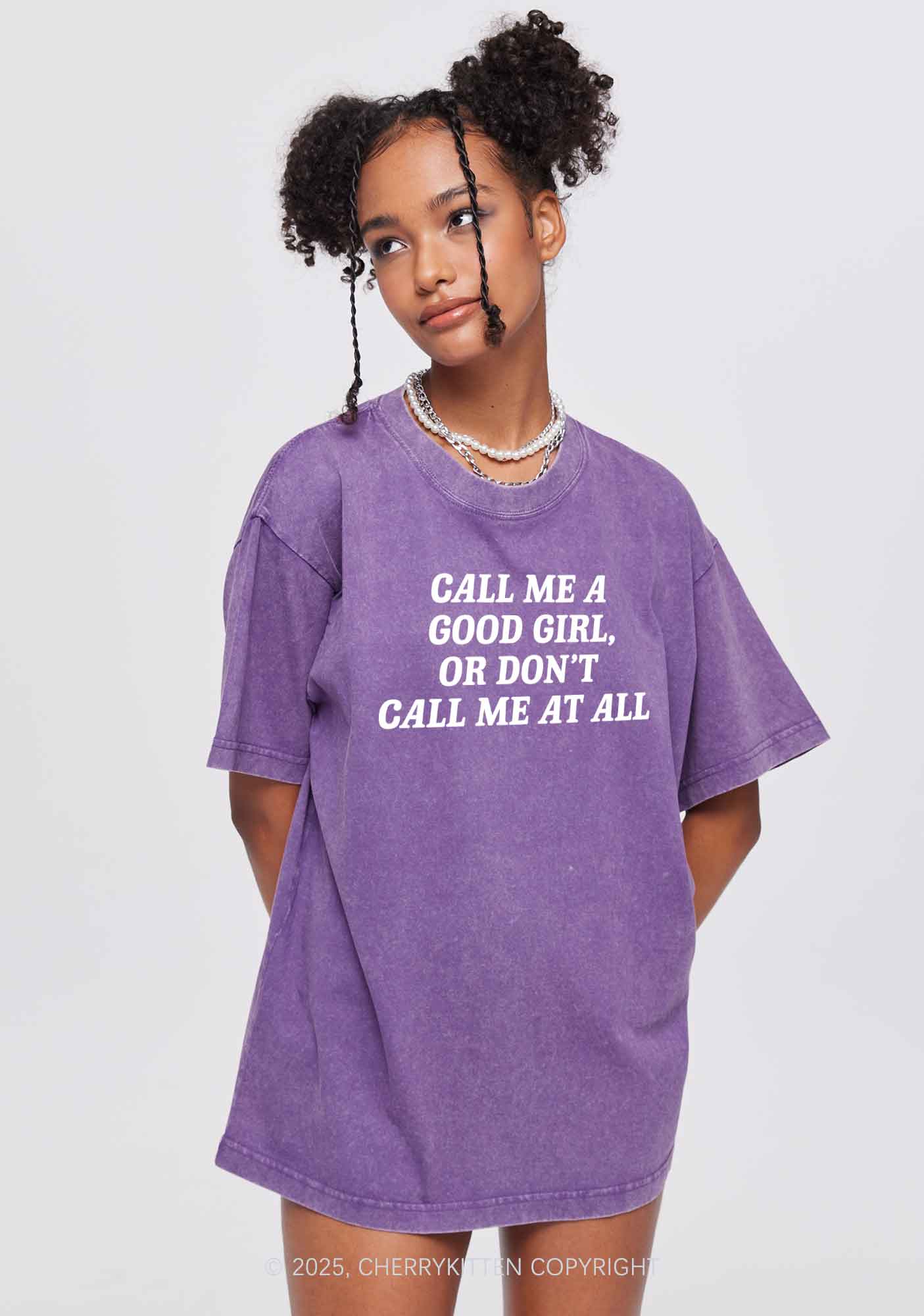 Call Me Good Girl Y2K Shirts Washed Tee Cherrykitten - Image 2