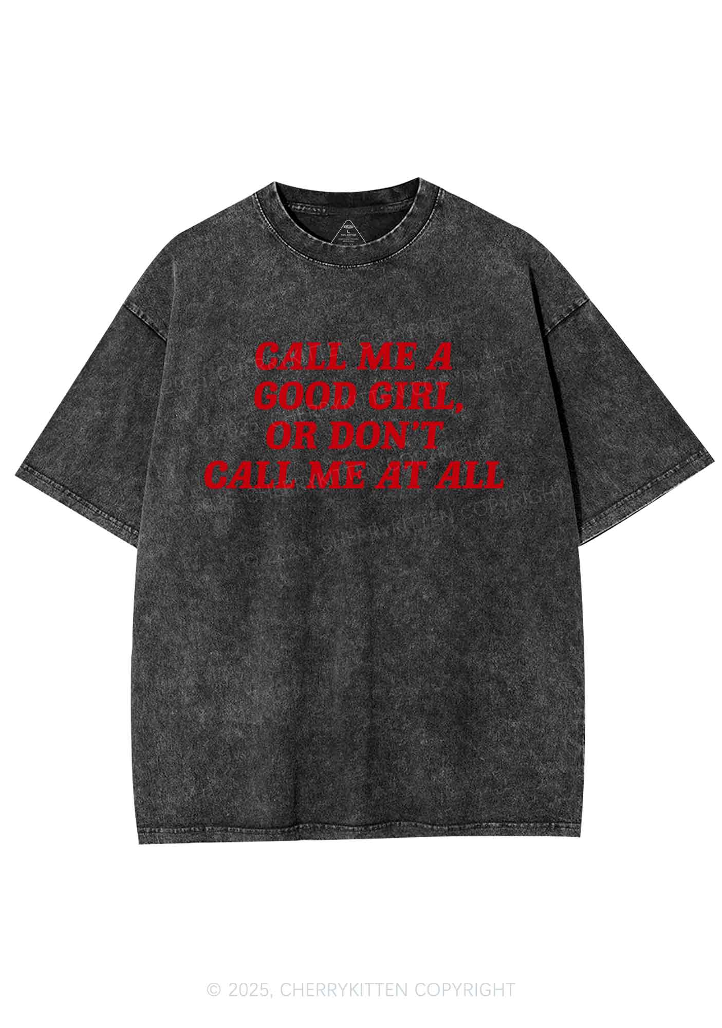 Call Me Good Girl Y2K Shirts Washed Tee Cherrykitten - Image 3