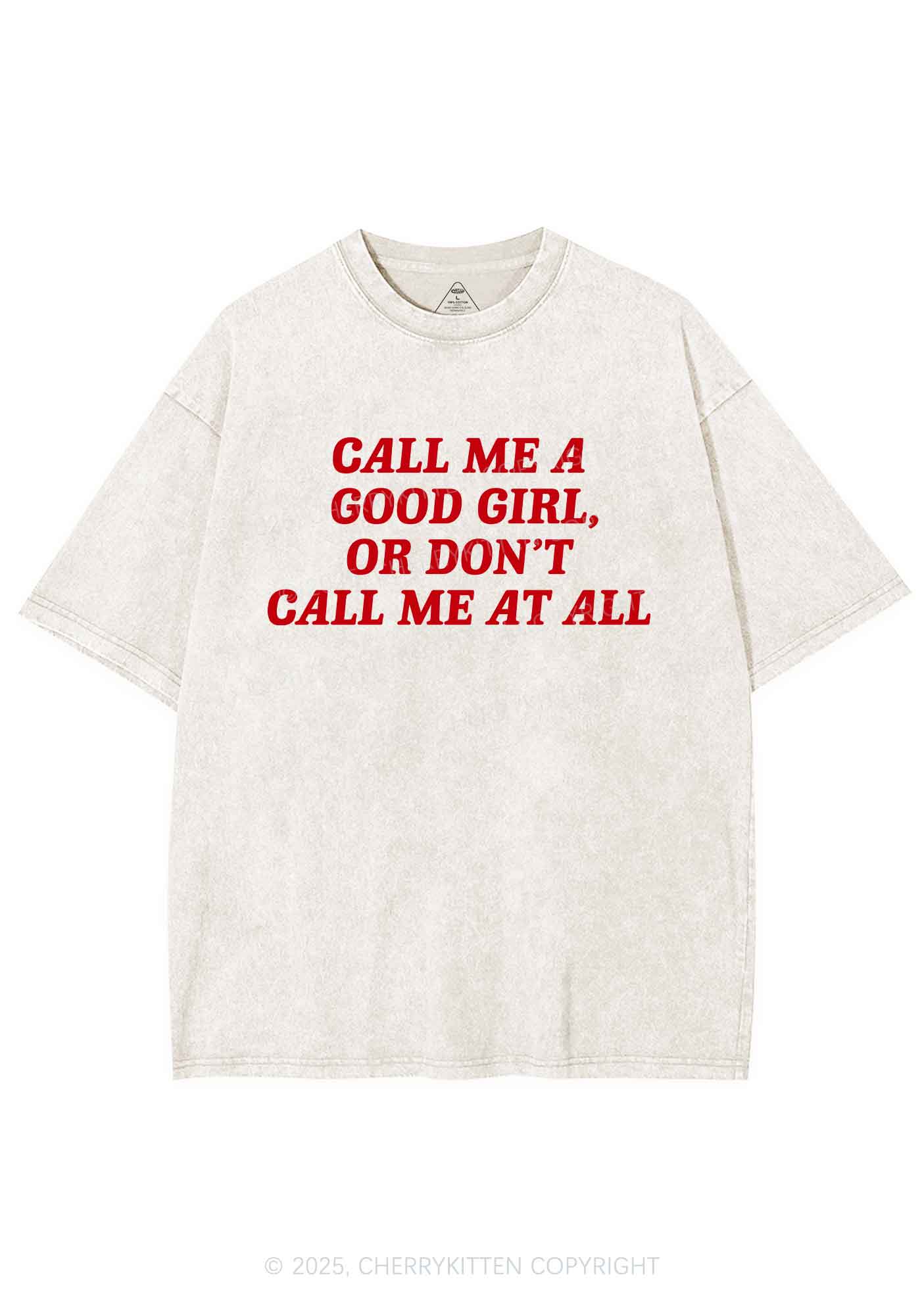 Call Me Good Girl Y2K Shirts Washed Tee Cherrykitten - Image 5