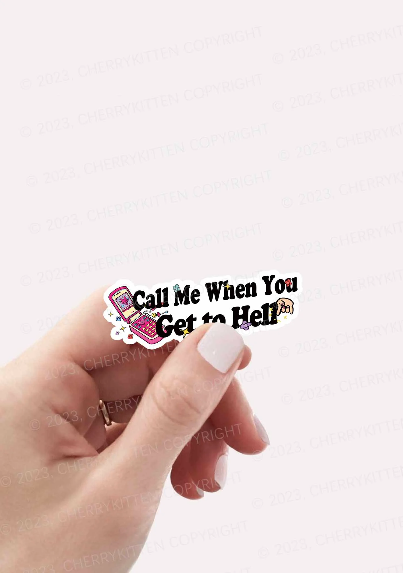 Call Me When You Get To Hell 1Pc Y2K Sticker Cherrykitten - Image 2