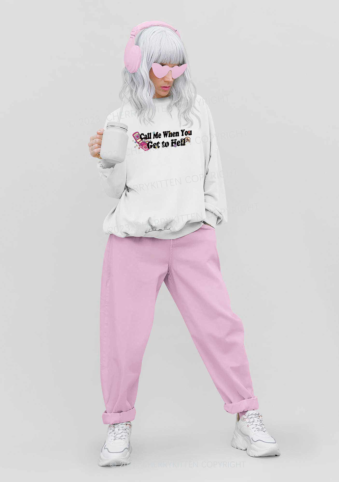 Call Me When You Get To Hell Y2K Sweatshirt Cherrykitten - Image 2