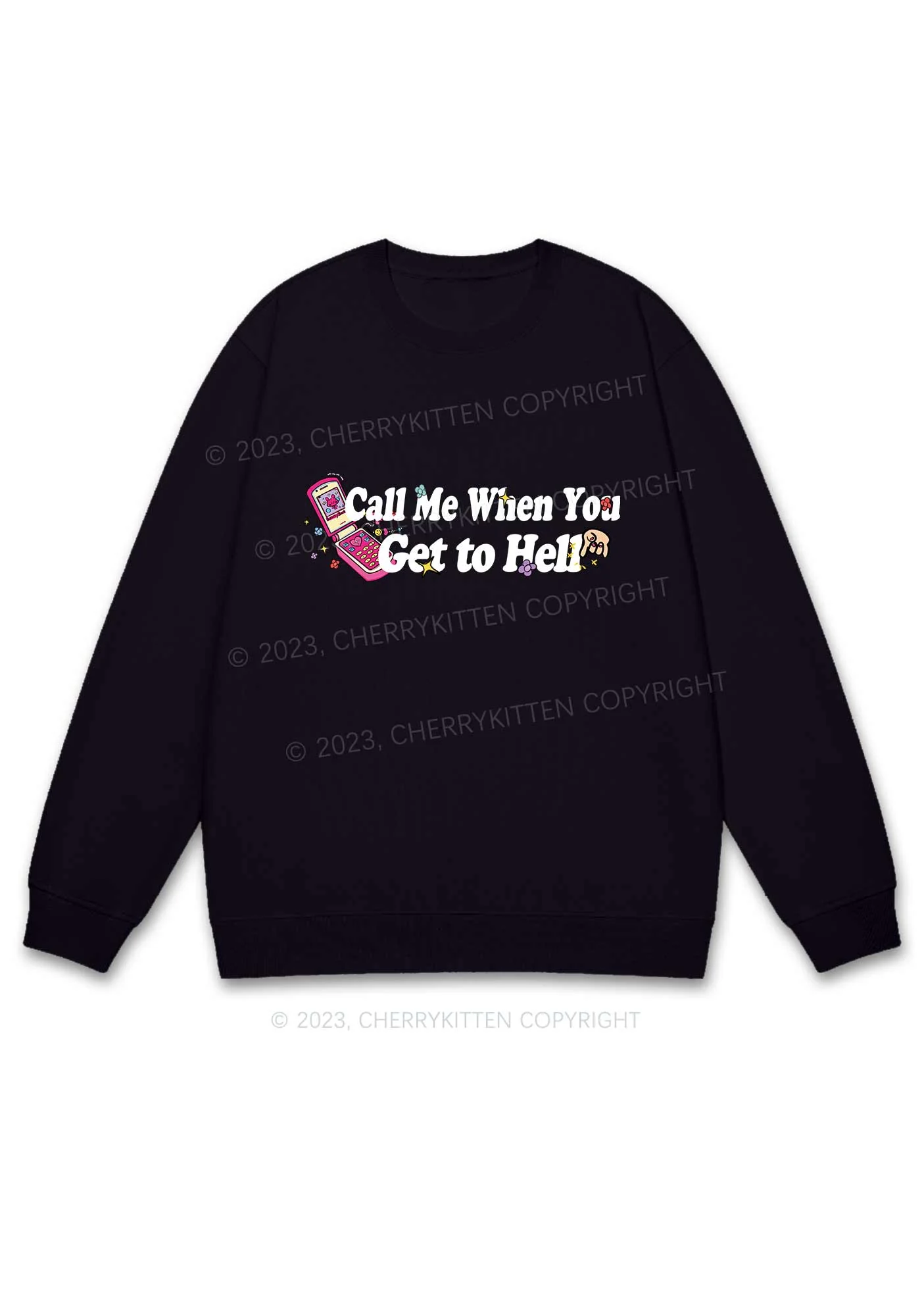 Call Me When You Get To Hell Y2K Sweatshirt Cherrykitten - Image 3