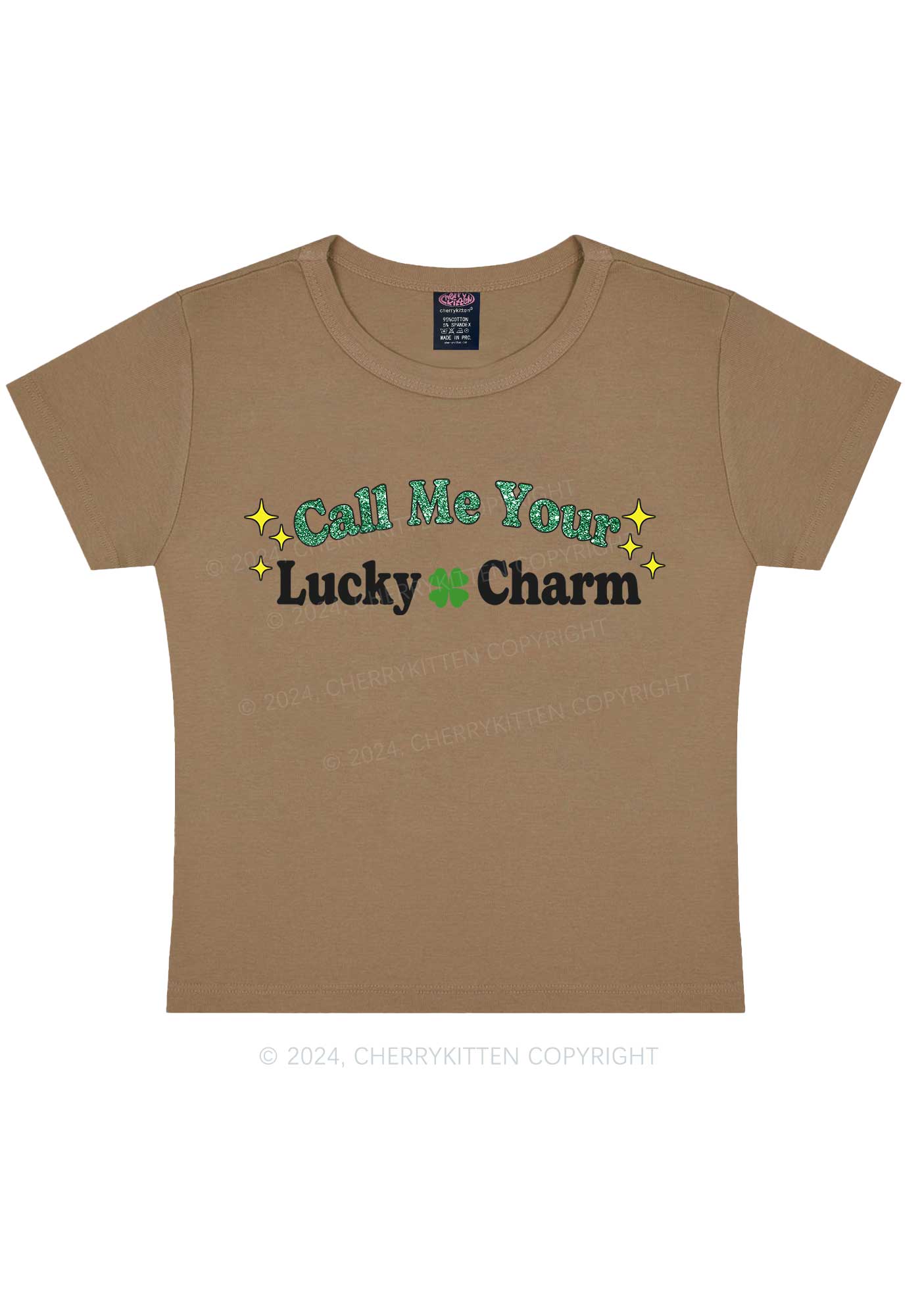 Call Me Your Lucky Charm St Patricks Y2K Baby Tee Cherrykitten - Image 13