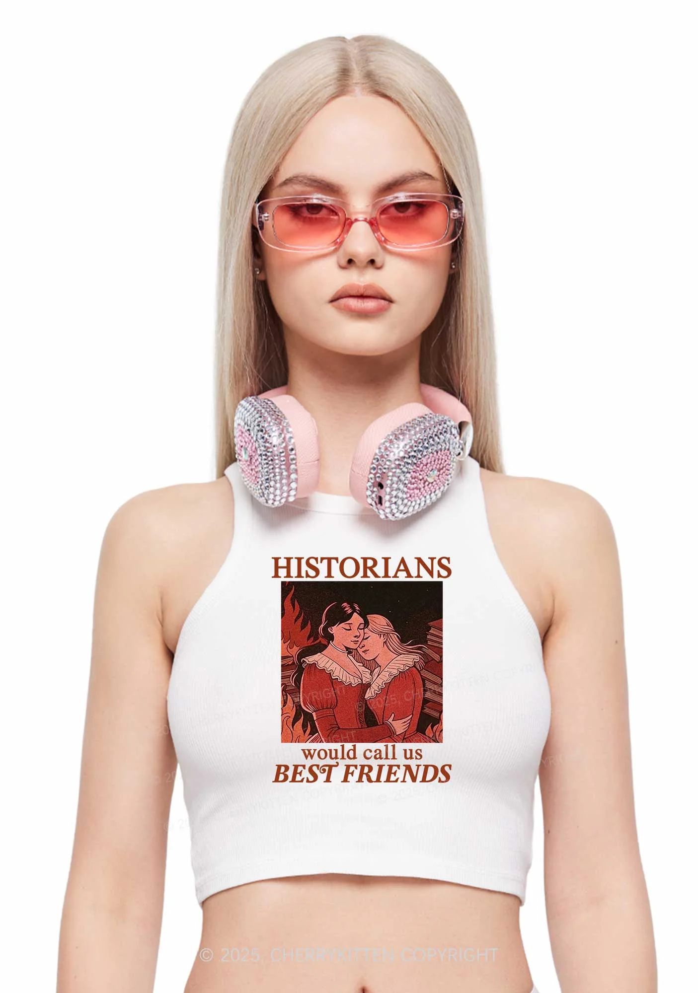 Call Us Best Friends Pride Y2K Crop Tank Top Cherrykitten - Image 5