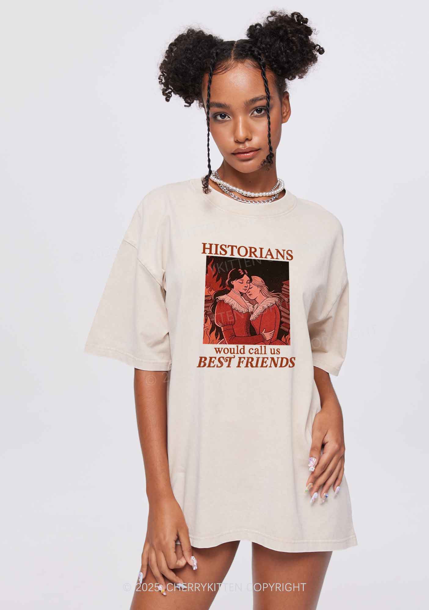 Call Us Best Friends Pride Y2K Shirts Washed Tee Cherrykitten - Image 2