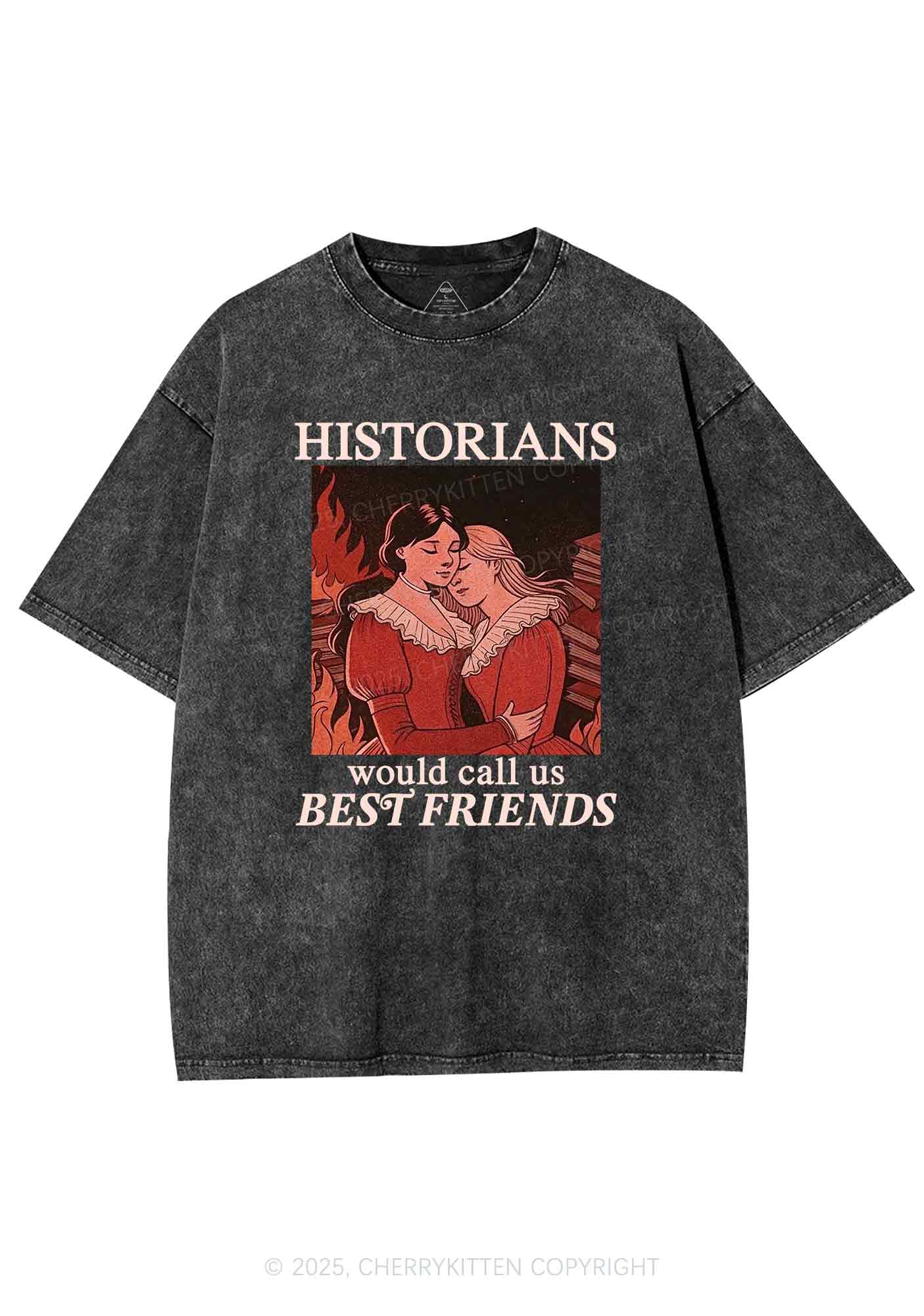 Call Us Best Friends Pride Y2K Shirts Washed Tee Cherrykitten - Image 3
