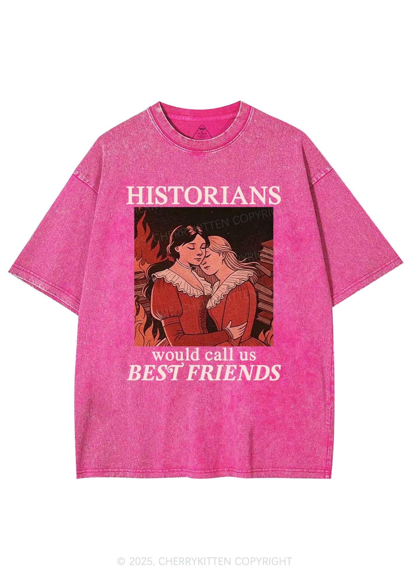 Call Us Best Friends Pride Y2K Shirts Washed Tee Cherrykitten - Image 4