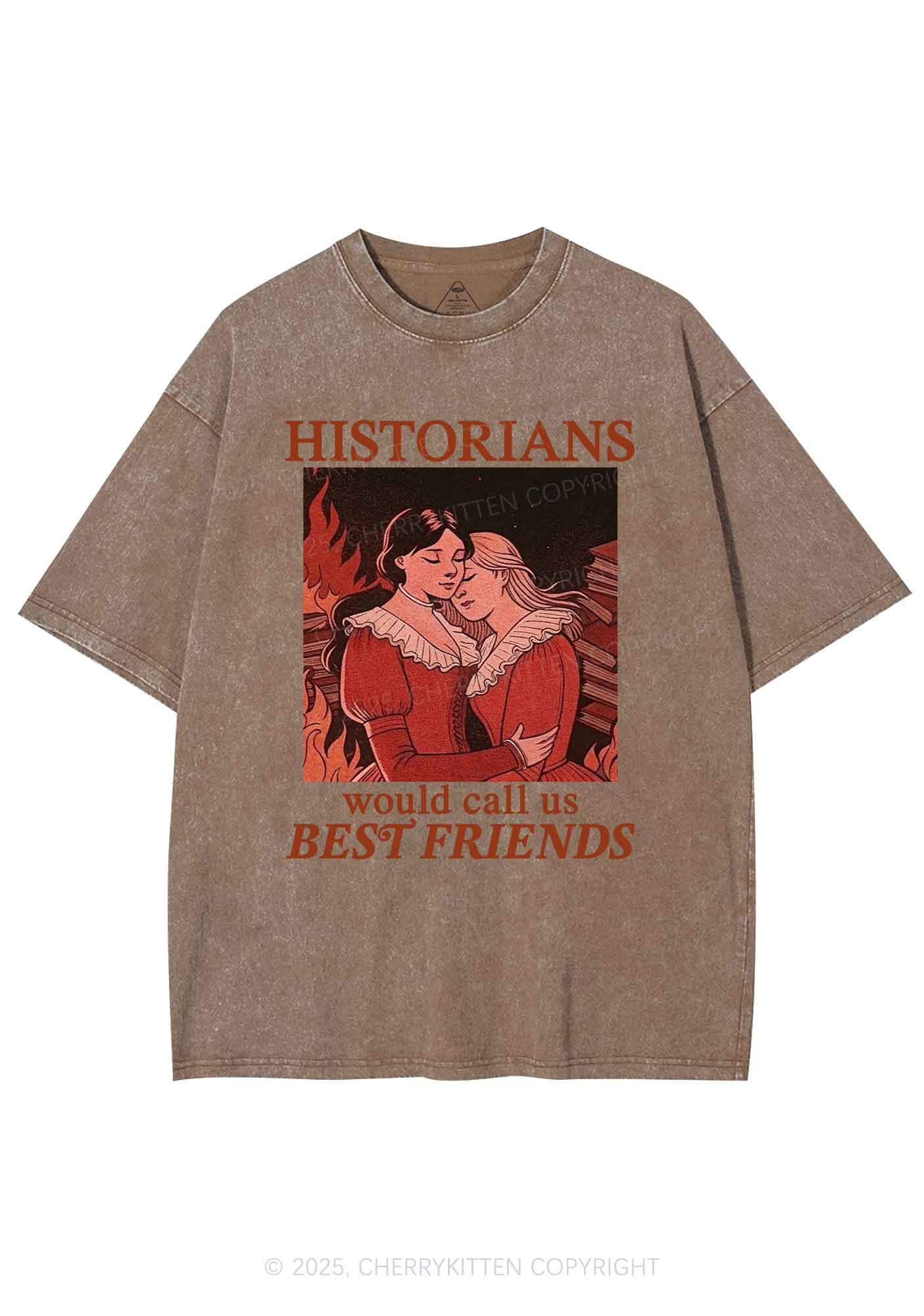 Call Us Best Friends Pride Y2K Shirts Washed Tee Cherrykitten - Image 6