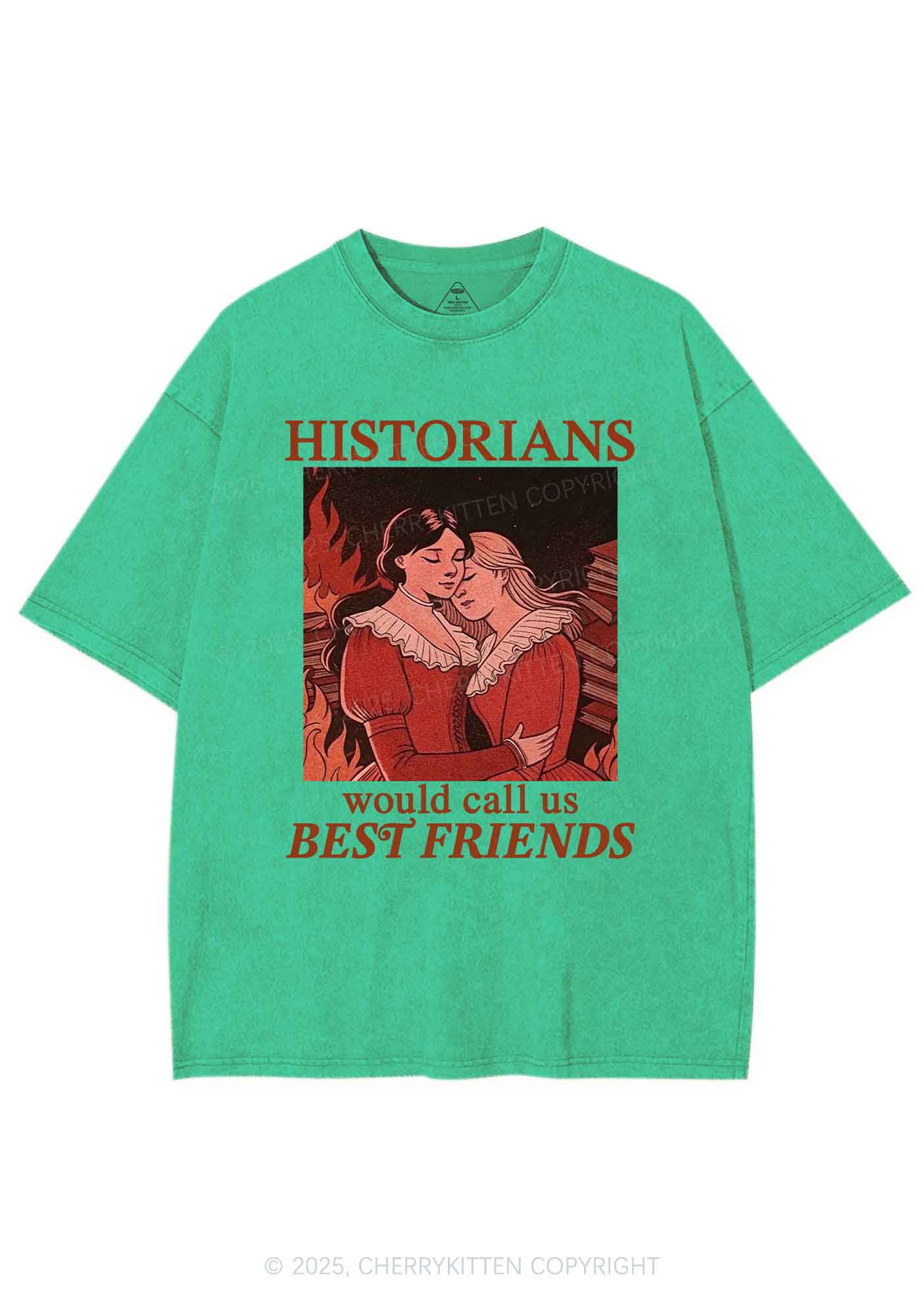 Call Us Best Friends Pride Y2K Shirts Washed Tee Cherrykitten - Image 8