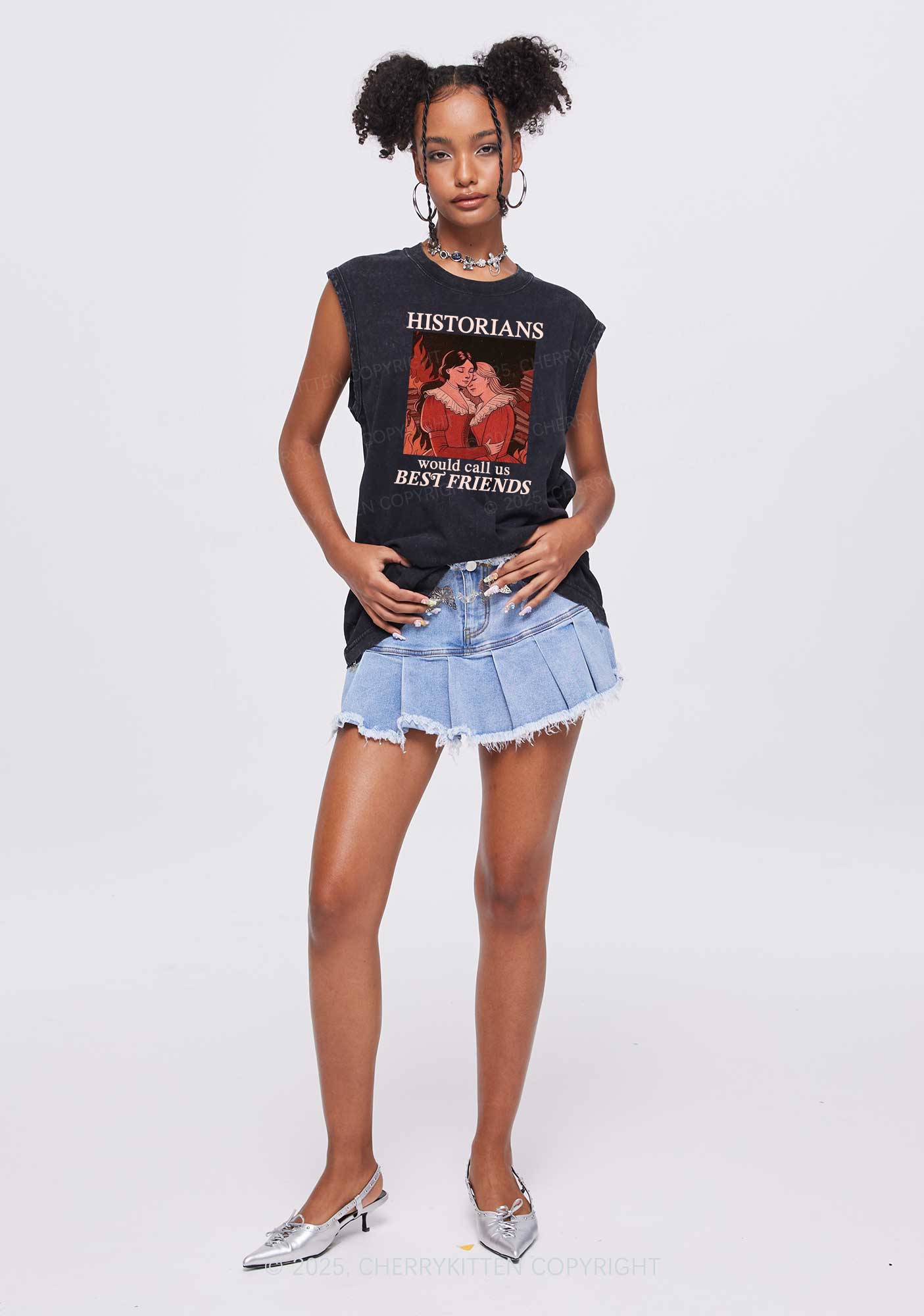 Call Us Best Friends Pride Y2K Washed Muscle Tank Cherrykitten - Image 2
