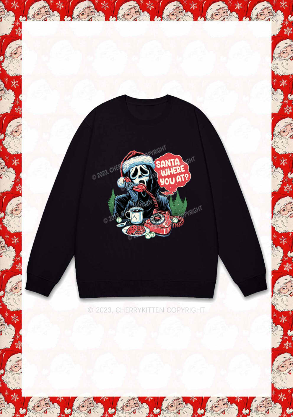 Calling Santa Where You At Christmas Y2K Sweatshirt Cherrykitten - Image 3