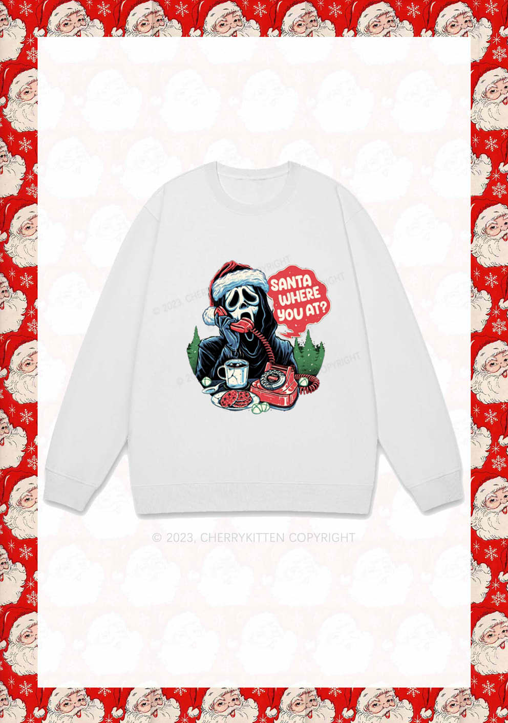 Calling Santa Where You At Christmas Y2K Sweatshirt Cherrykitten - Image 4