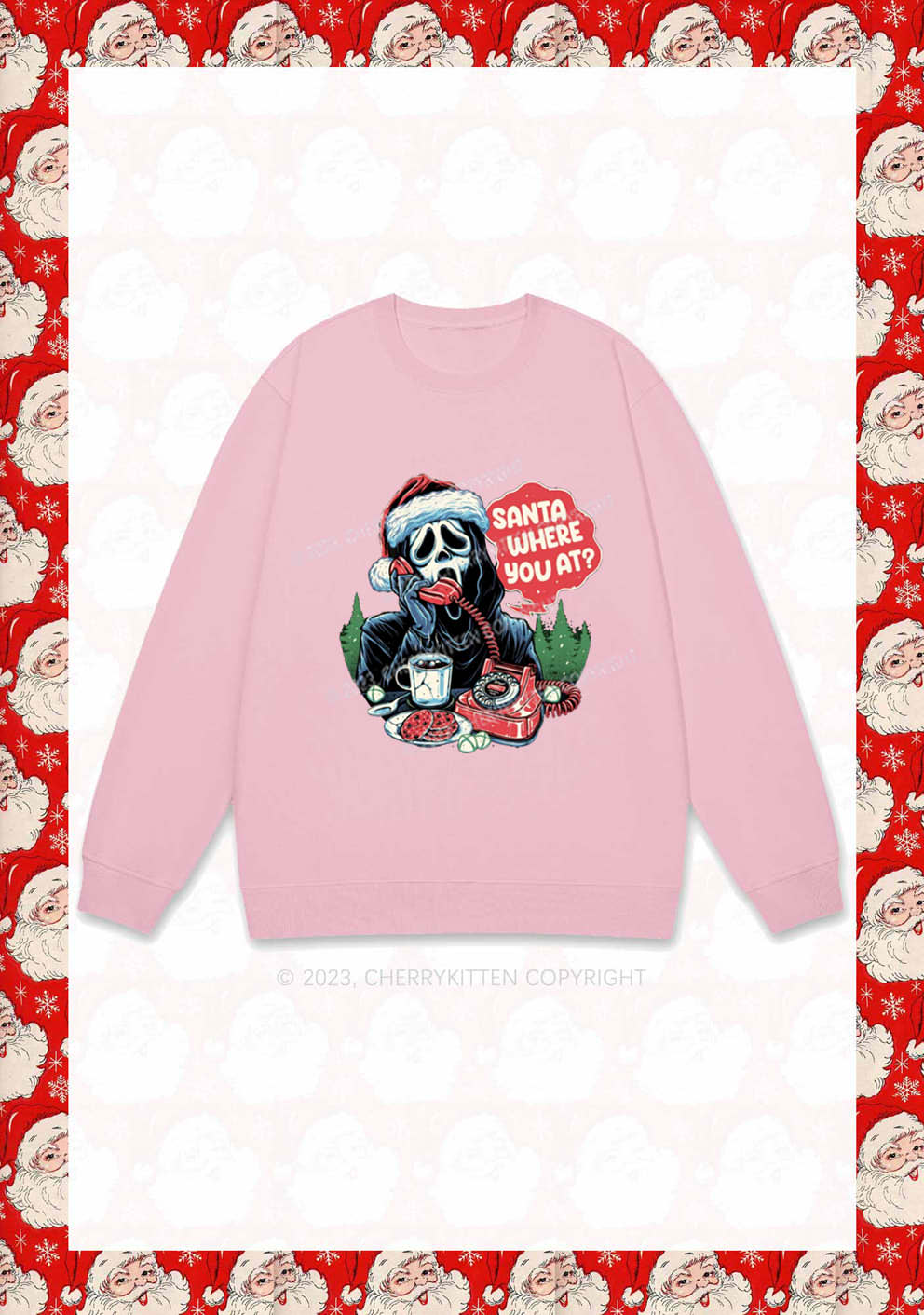 Calling Santa Where You At Christmas Y2K Sweatshirt Cherrykitten - Image 5