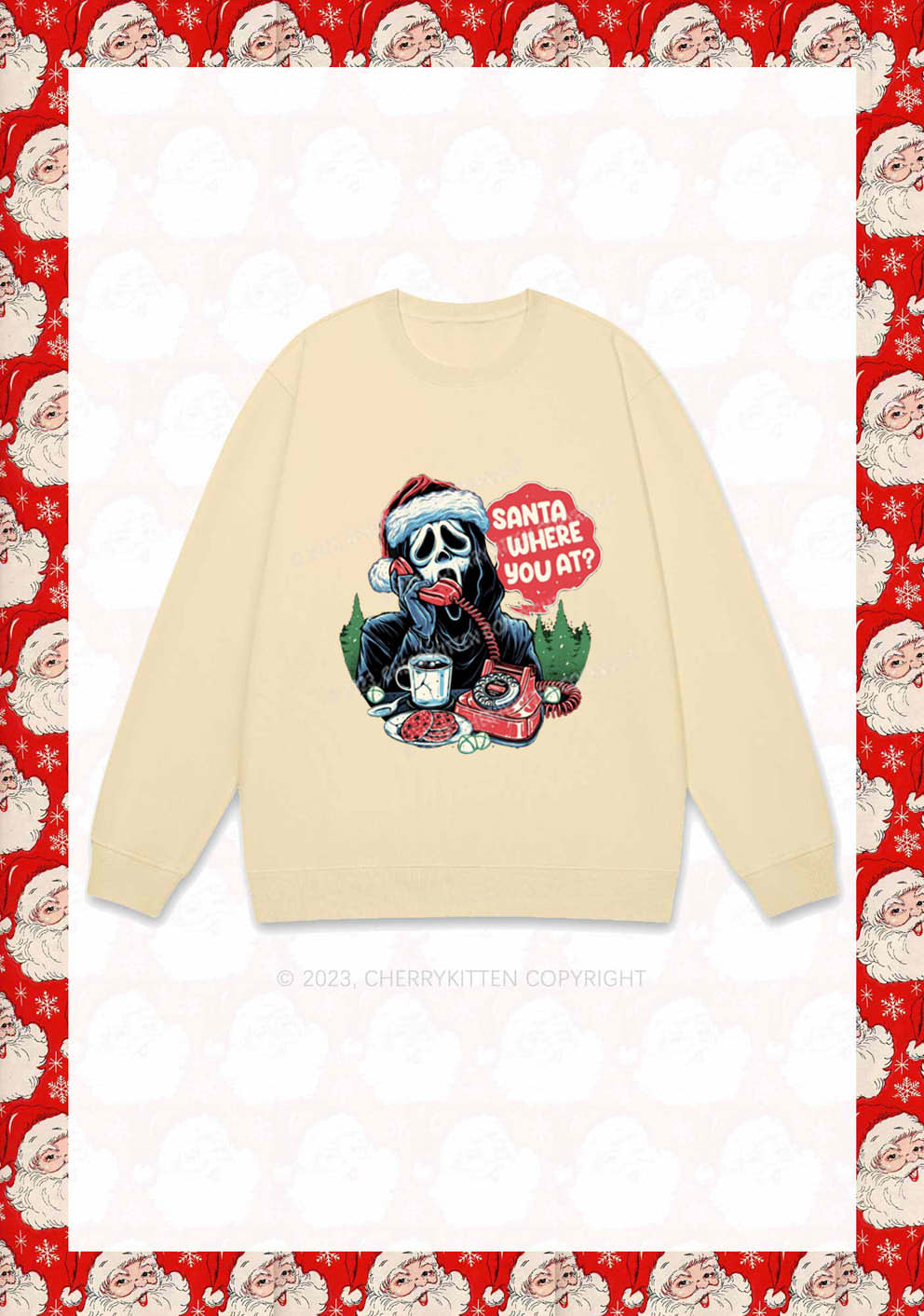 Calling Santa Where You At Christmas Y2K Sweatshirt Cherrykitten - Image 6