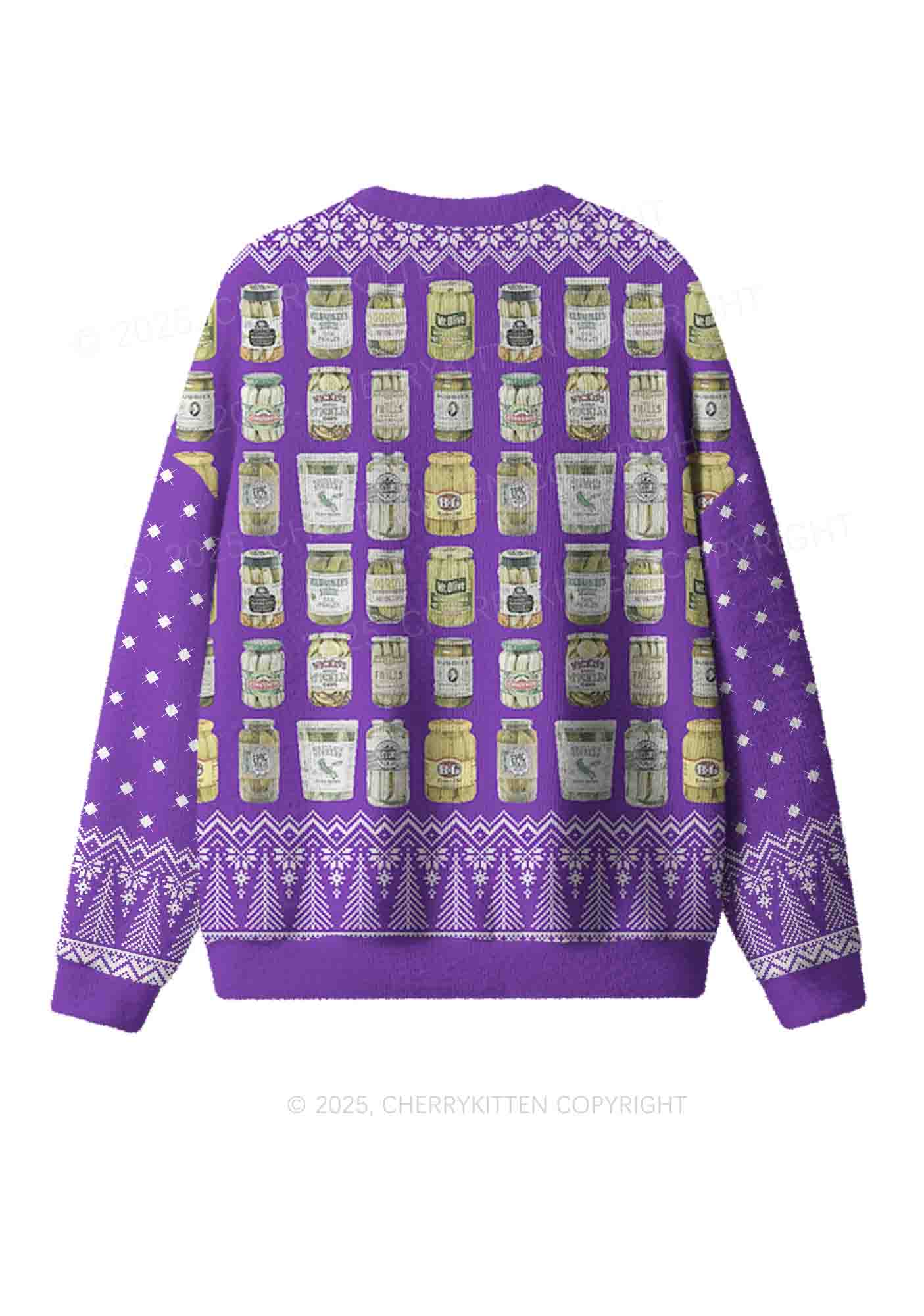 Canned Pickles Y2K Christmas Knit Sweatshirt Cherrykitten - Image 2