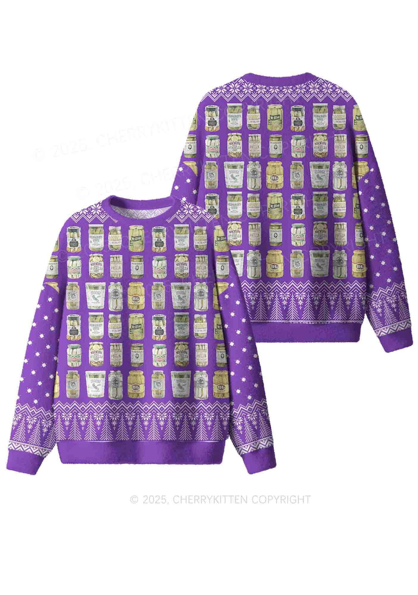 Canned Pickles Y2K Christmas Knit Sweatshirt Cherrykitten - Image 3