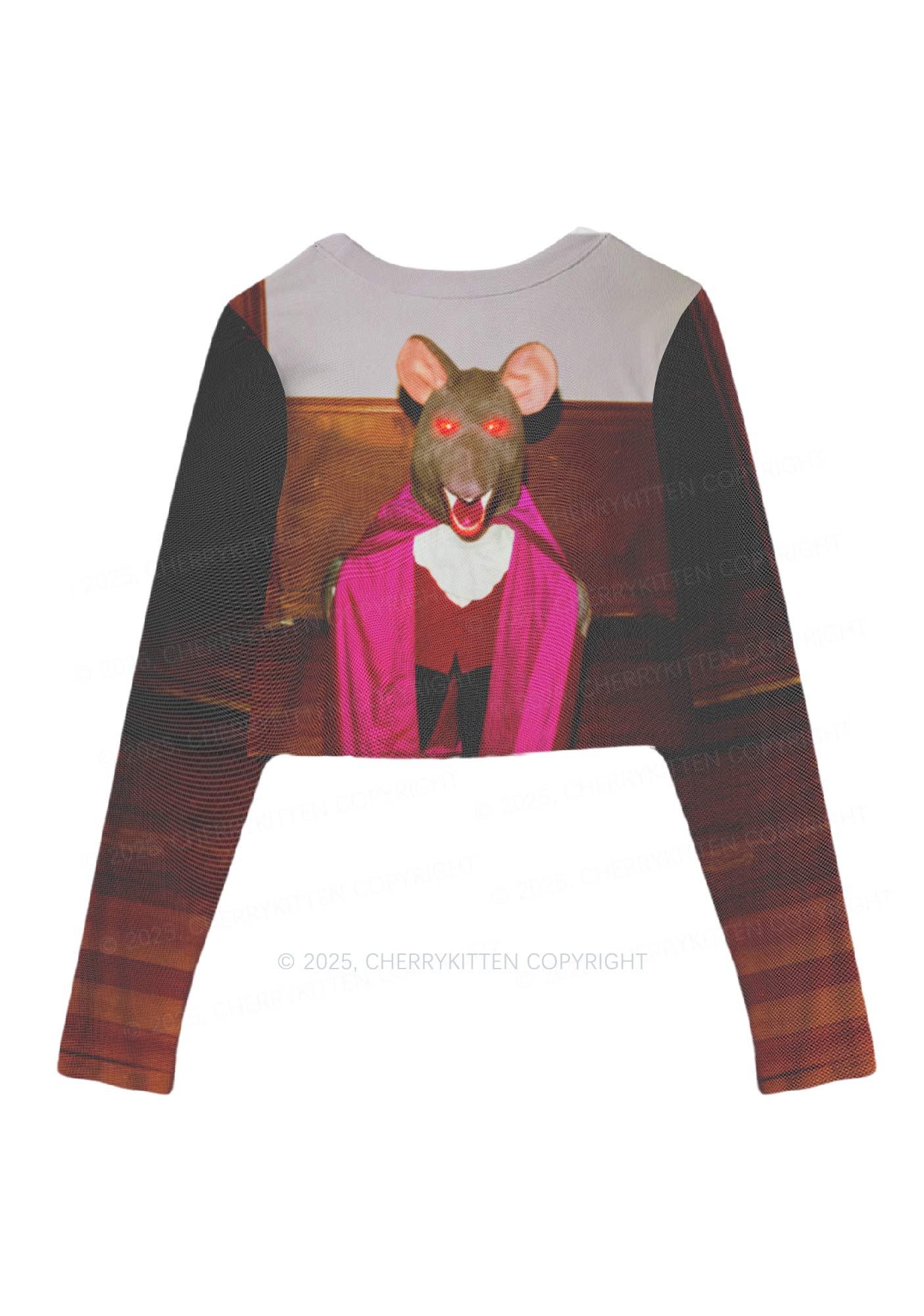 Caped Ratz Y2K Mesh Long Sleeve Crop Top Cherrykitten - Image 3