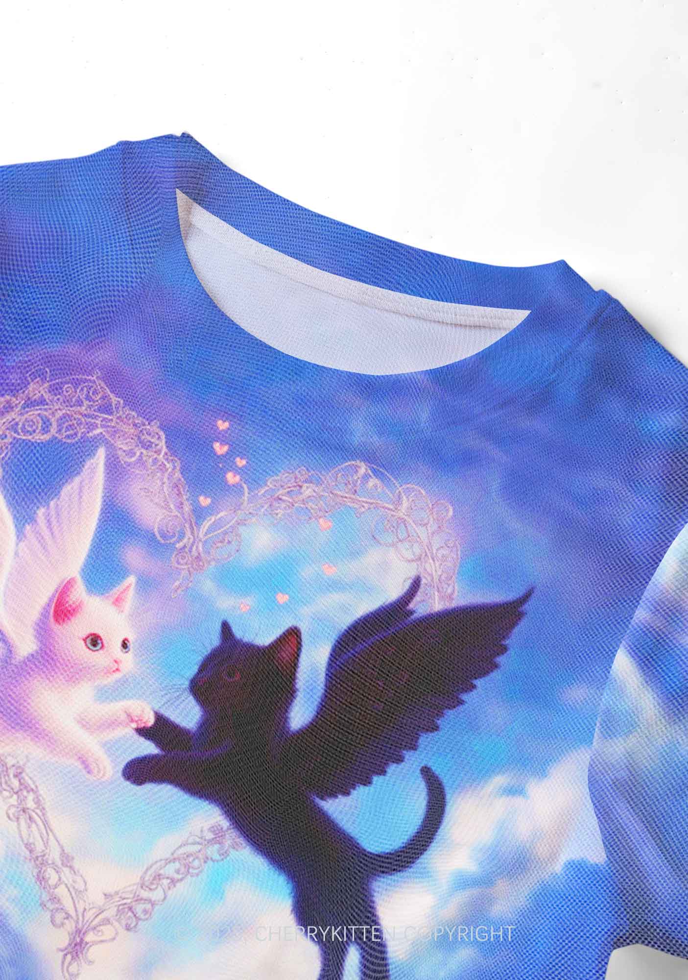 Cat Angel Y2K Mesh Crop Top Cherrykitten - Image 2