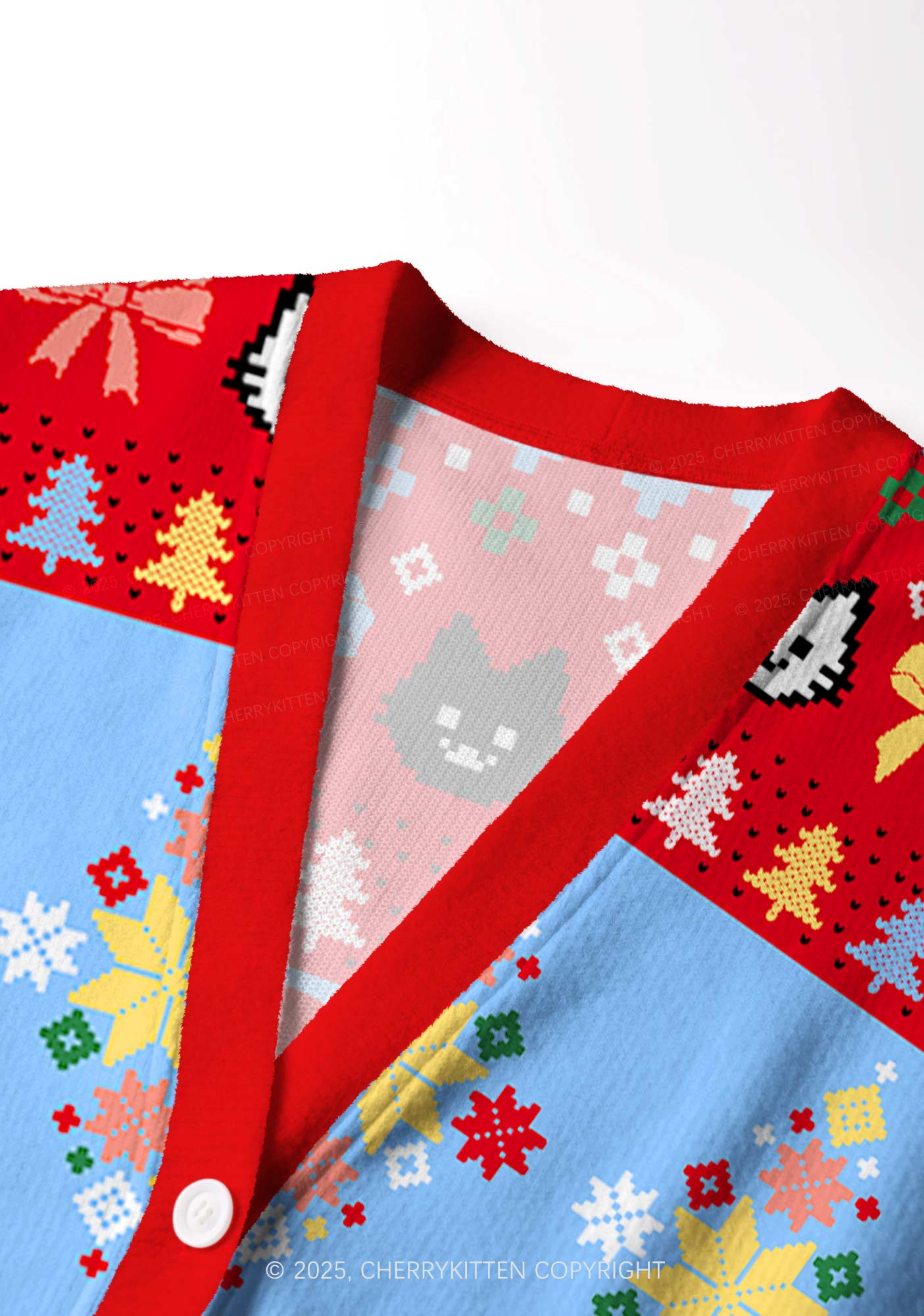 Cat Mxxf Y2K Christmas Cardigan Knit Sweatshirt Cherrykitten - Image 5